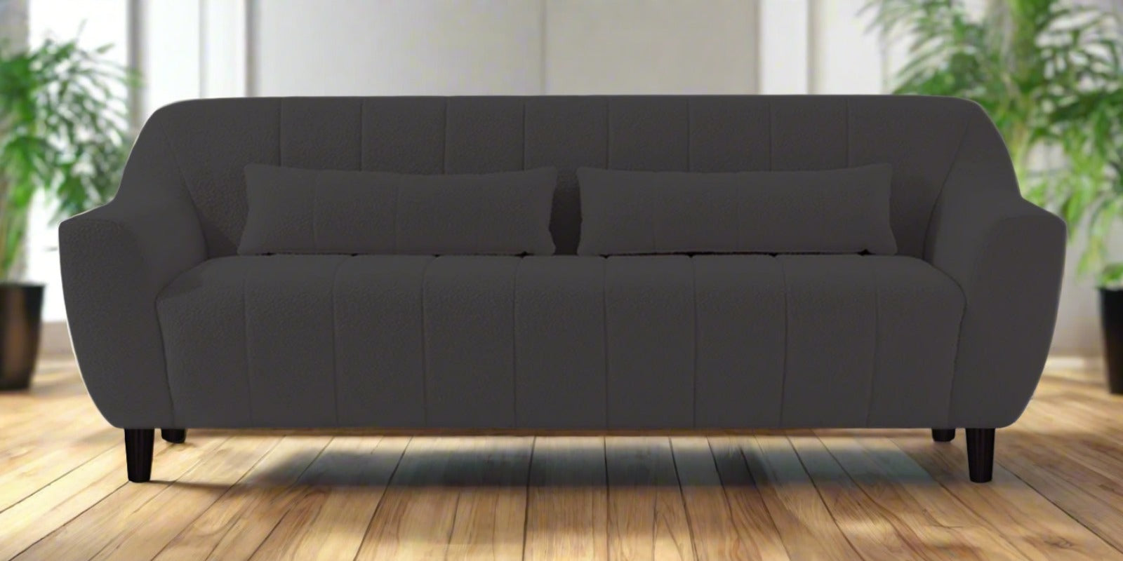 Nesco Boucle Fabric 3 Seater Sofa in Avio Grey Colour