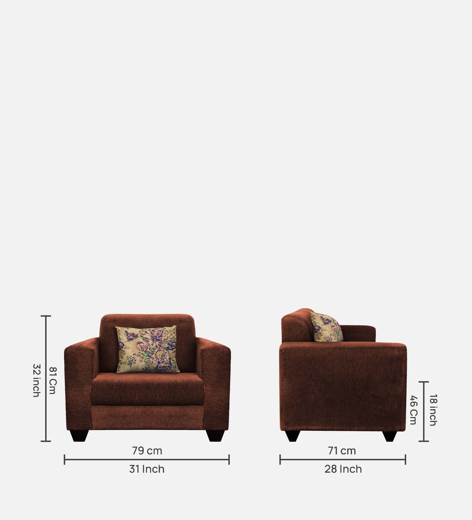 Lipu Fabric 1 Seater Sofa In Coffee Brown Colour