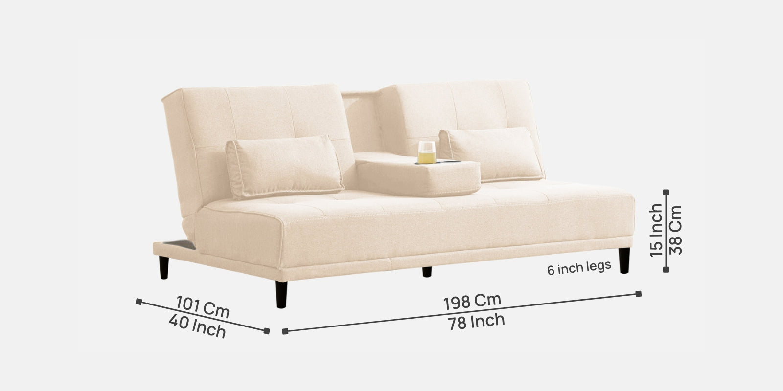 Jerry Fabric 3 Seater Convertible Sofa Cum Bed In Woom Beige Colour - Febonic Living