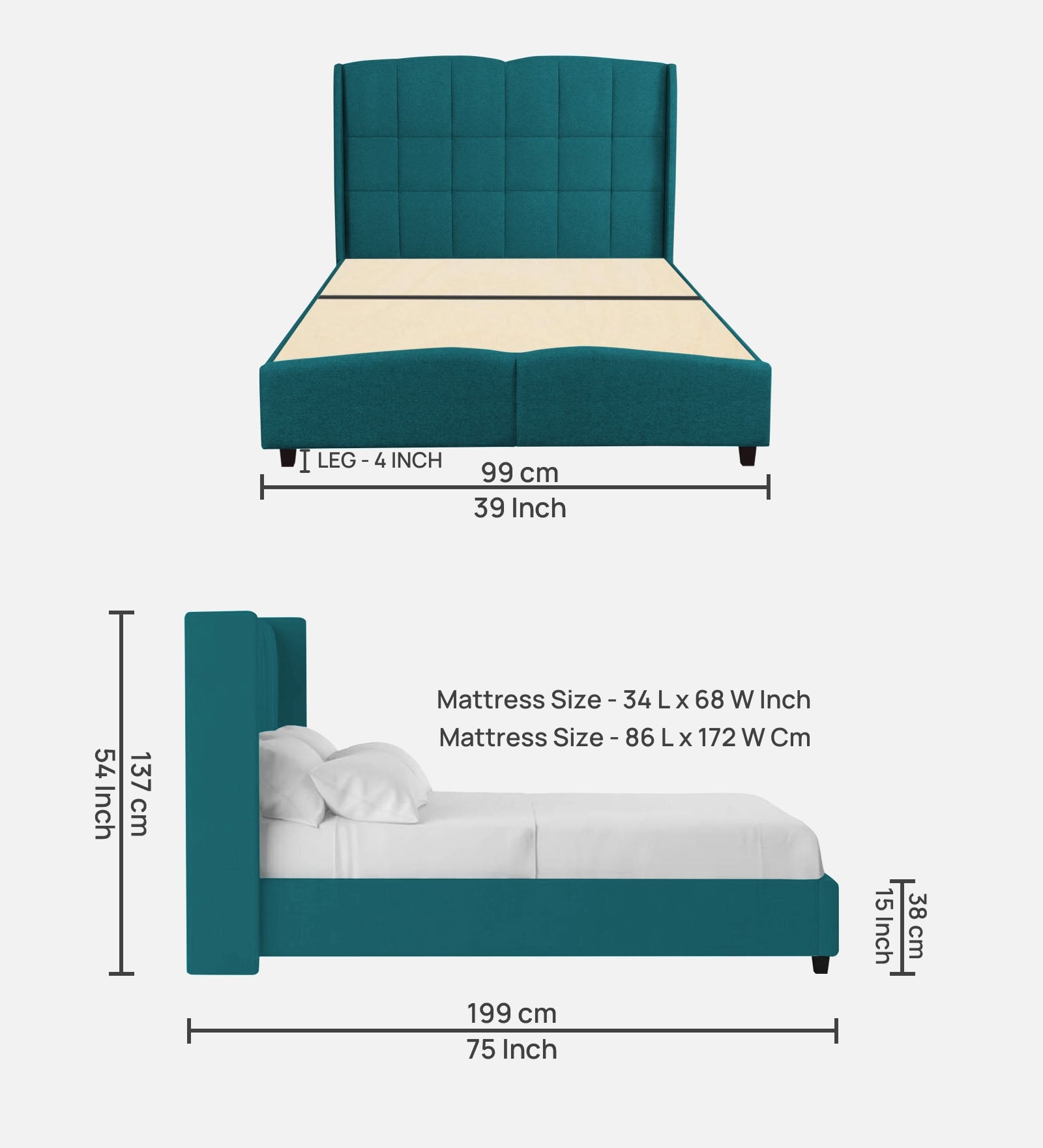 Jovi Velvet Single Size Bed In Pine Green In Colour - Febonic Living