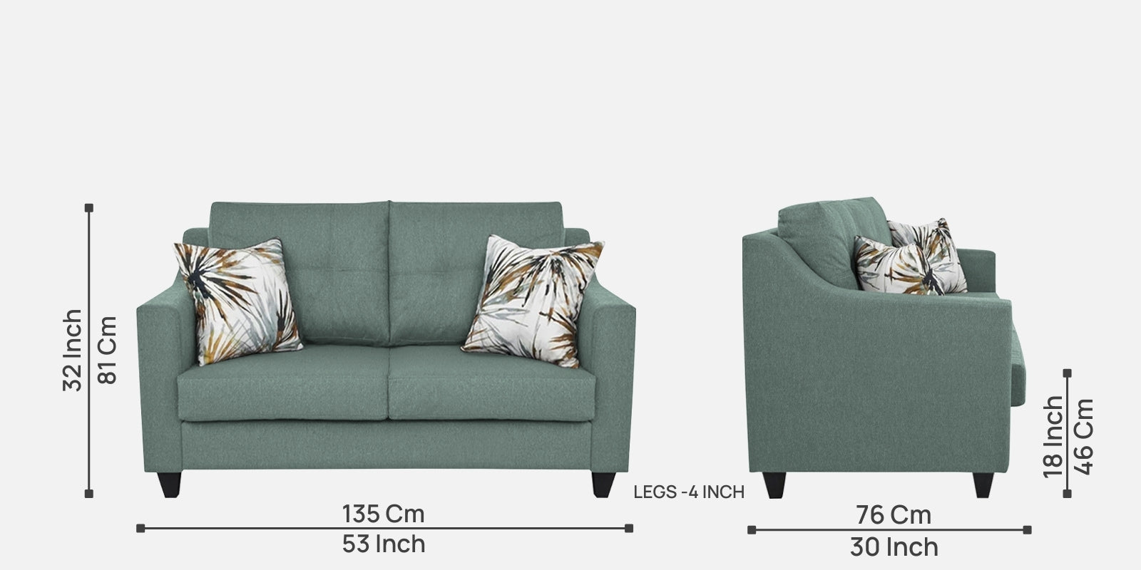 Welly Fabric 2 Seater Sofa In Suka Blue Colour - Febonic Living