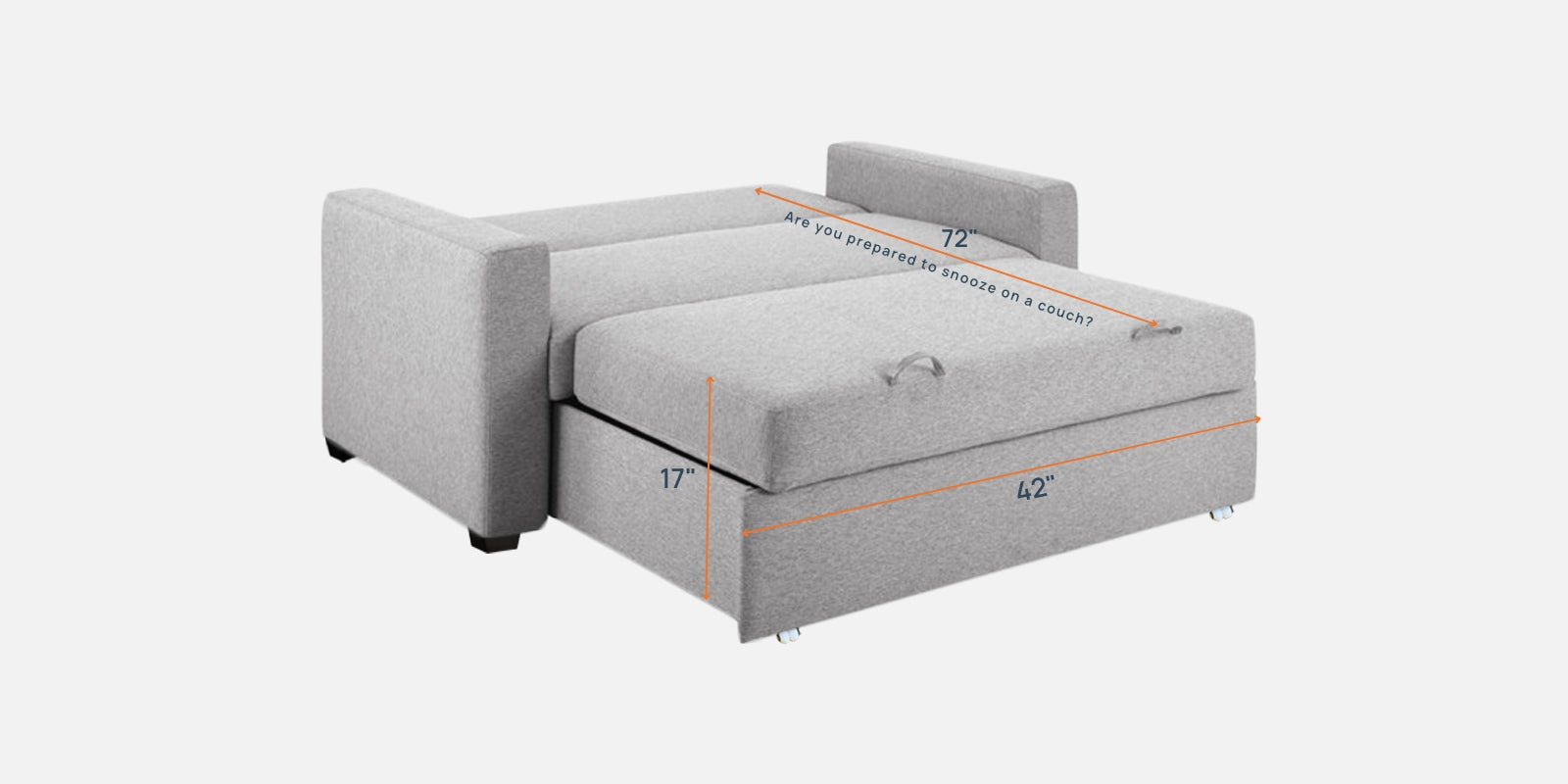 Lobby Fabric 2 Seater Pull Out Sofa Cum Bed In Lit Grey Colour - Febonic Living