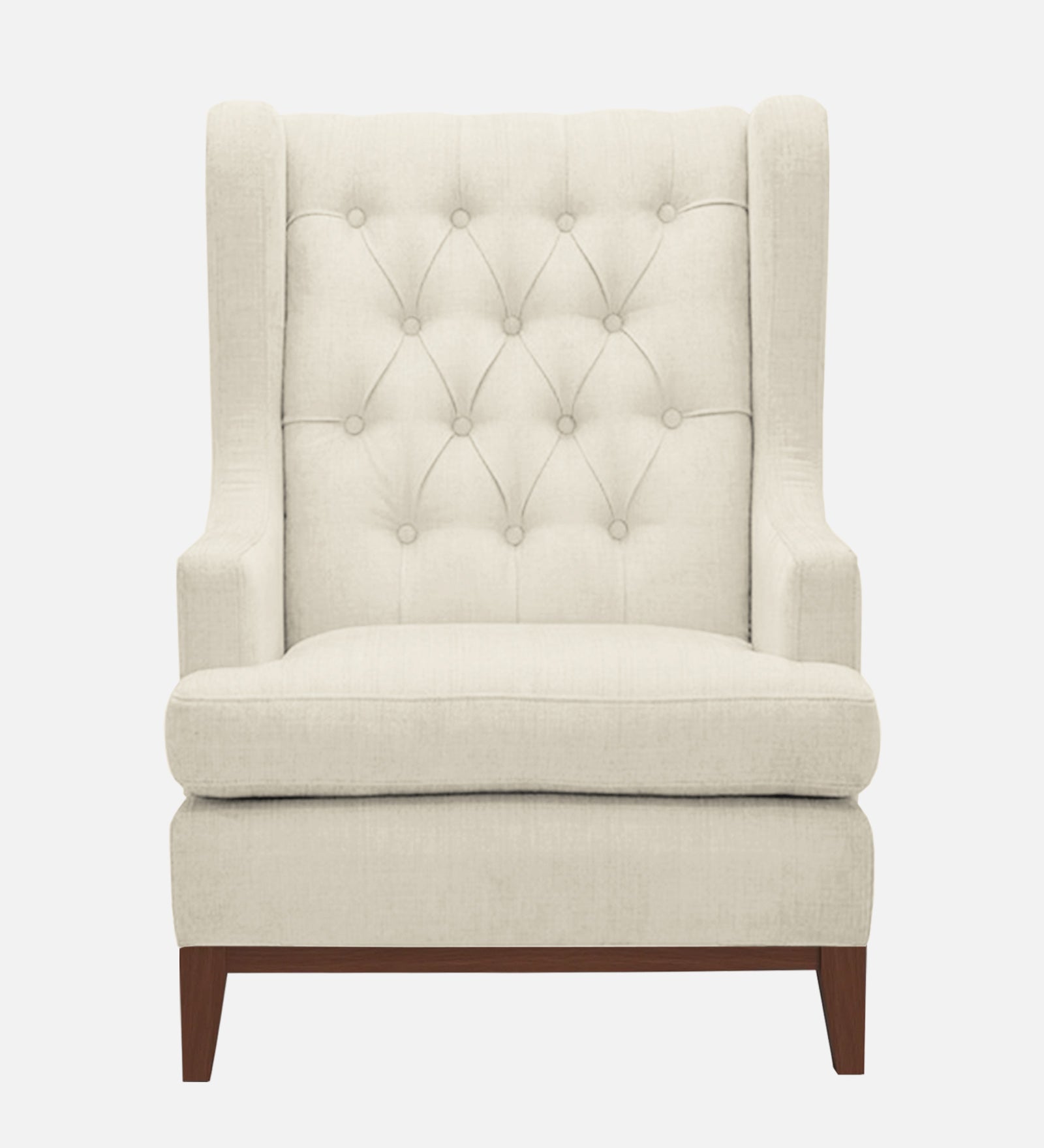Panas Fabric Wing Chair In Ivory Cream Colour - Febonic Living