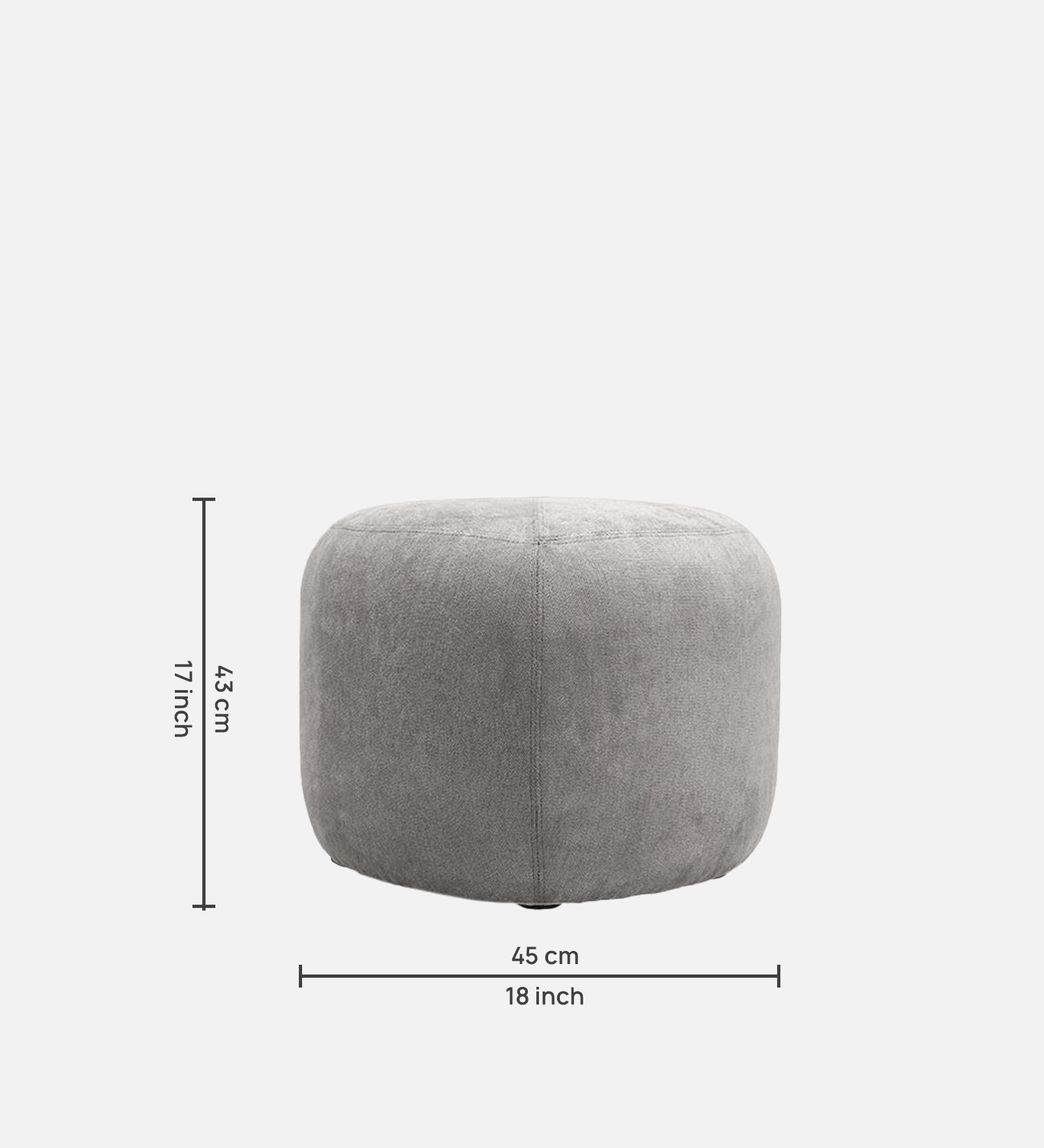 Keori Fabric Pouffe In Concrete Grey Colour - Febonic Living