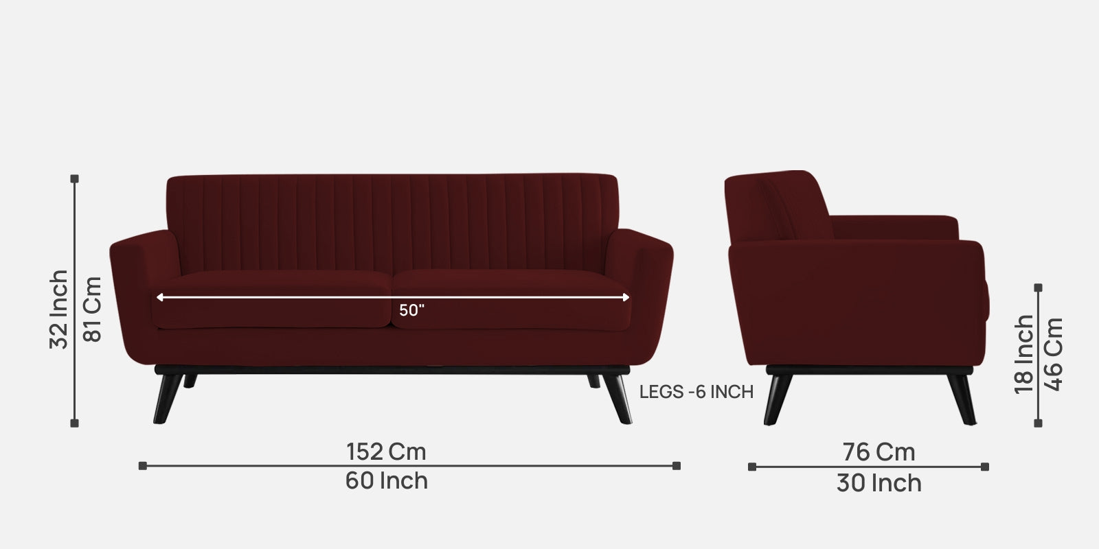 Tucker Velvet 2 Seater Sofa In Dark Maroon Colour - Febonic Living