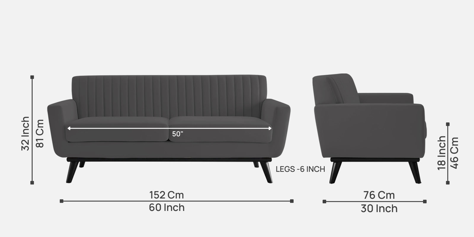 Tucker Velvet 2 Seater Sofa In Davy Grey Colour - Febonic Living