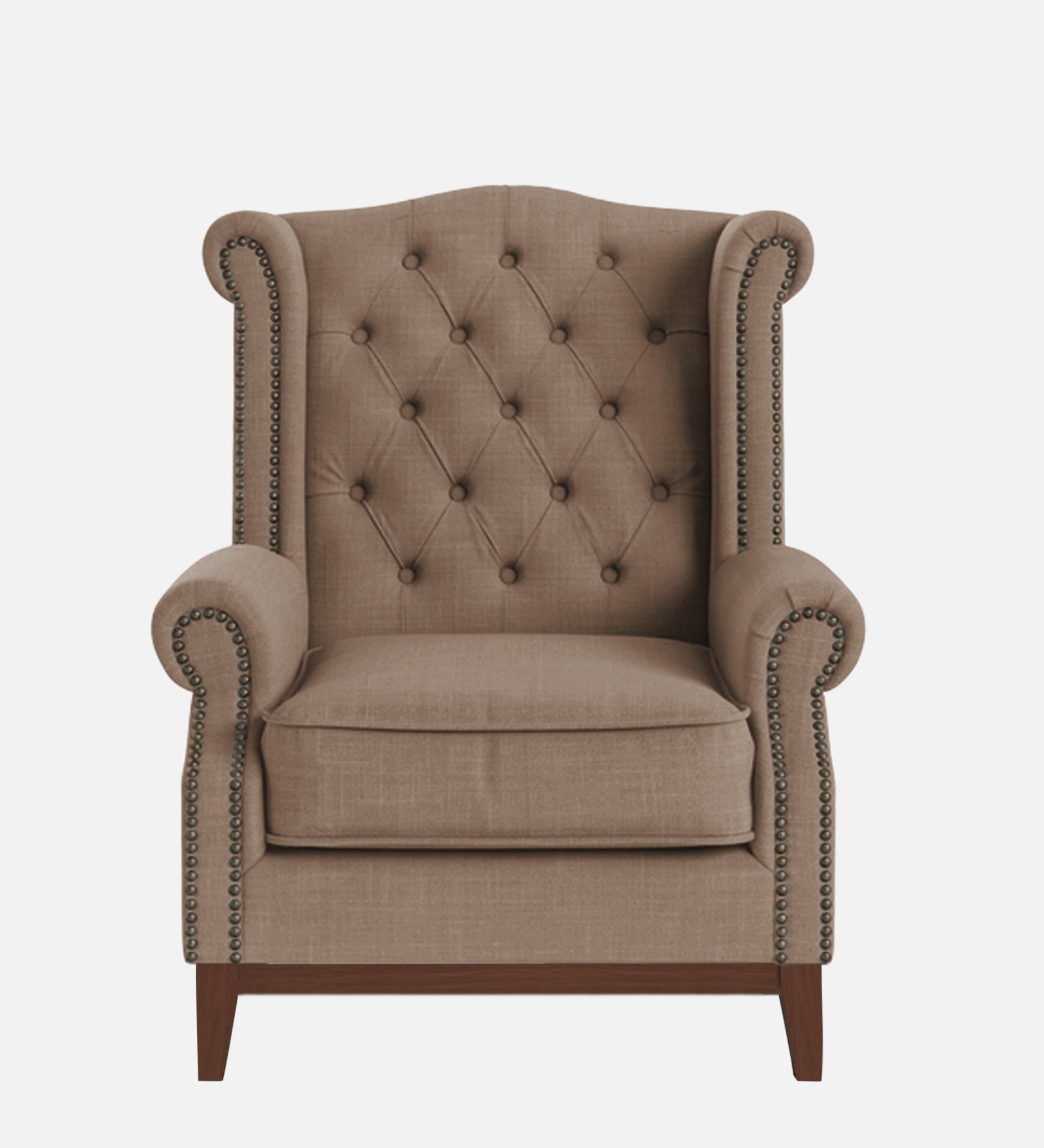 Nory Fabric Wing Chair In Cookie Beige Colour - Febonic Living