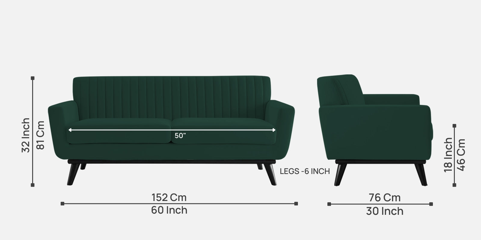 Tucker Velvet 2 Seater Sofa In Forest Green Colour - Febonic Living