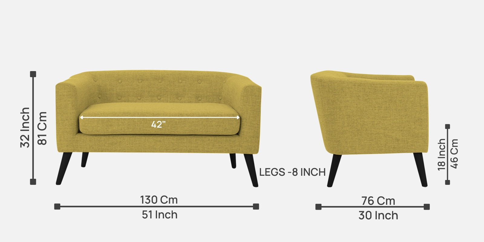 Casper Fabric 2 Seater Sofa In Parrot Green Colour - Febonic Living