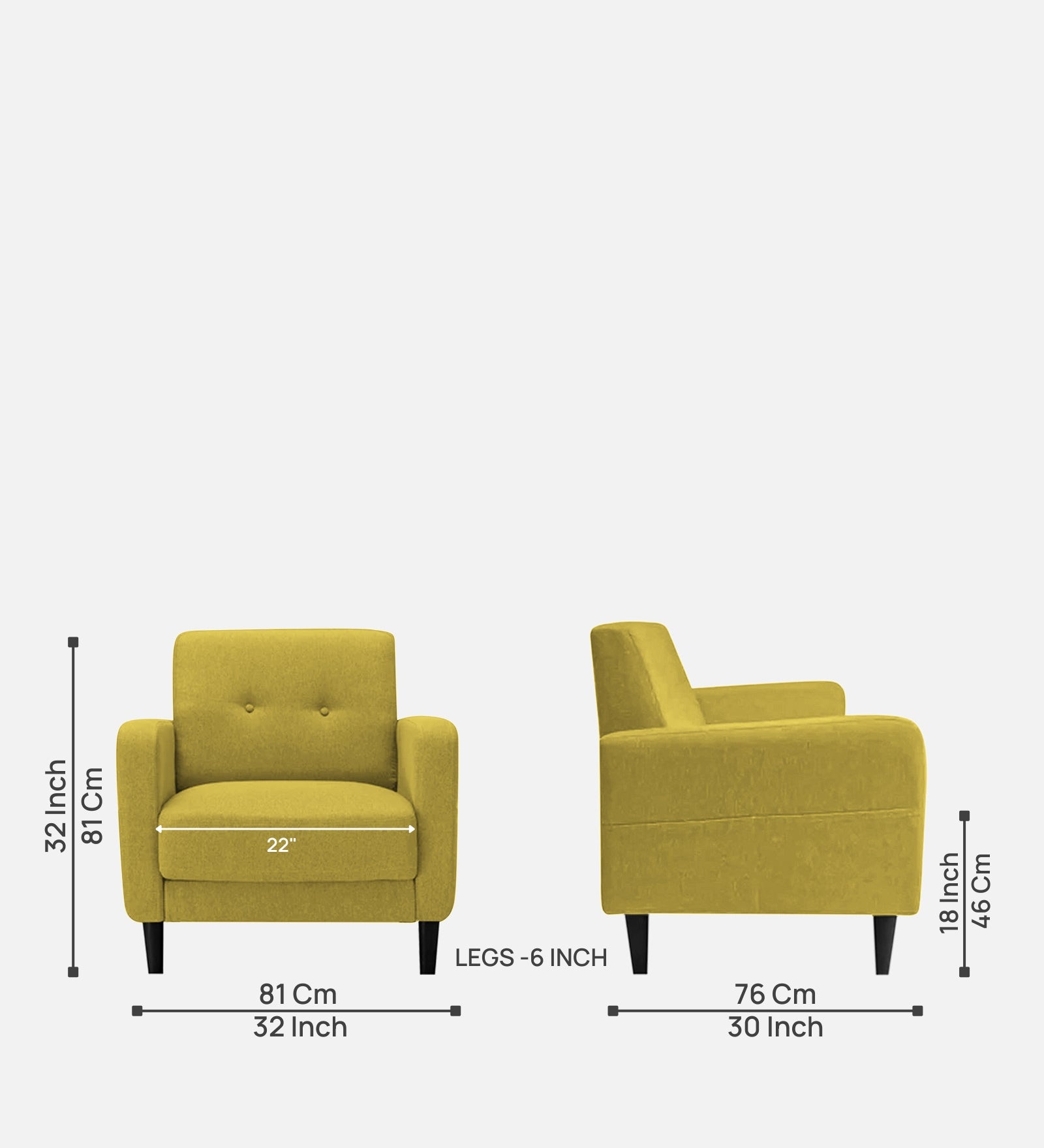 Marq Fabric 1 Seater Sofa In Parrot Green Colour - Febonic Living