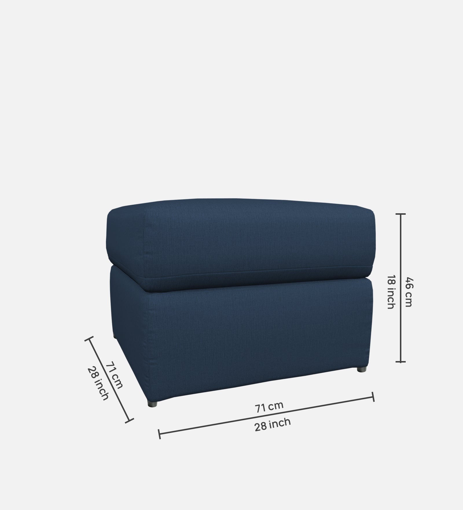 Penny Fabric Ottoman In Denim Blue Colour With Storage - Febonic Living