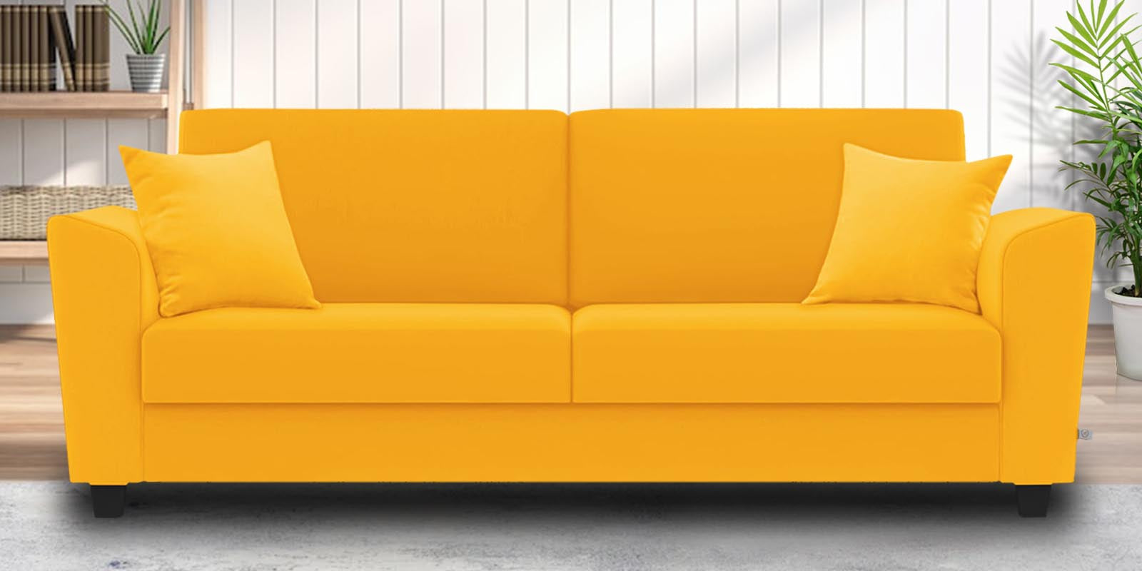 Daku Fabric 3 Seater Sofa In Bold Yellow Colour - Febonic Living