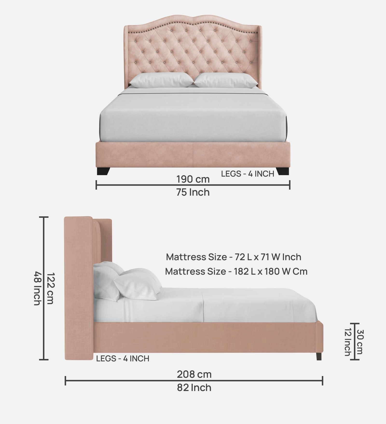 Blake Fabric King Size Bed in Woom Beige Colour - Febonic Living