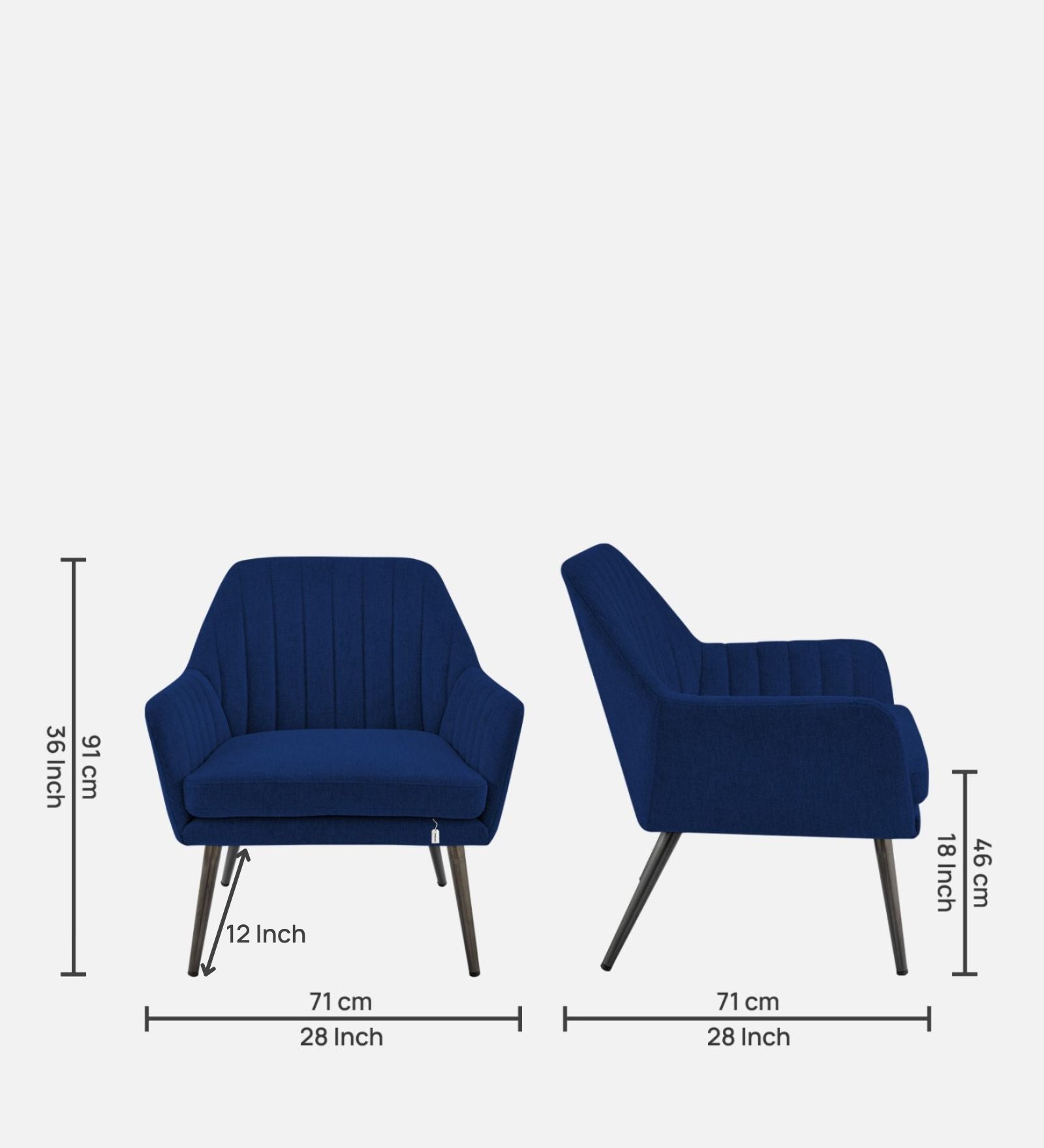 Bella Fabric Arm Chair In Royal Blue Colour - Febonic Living