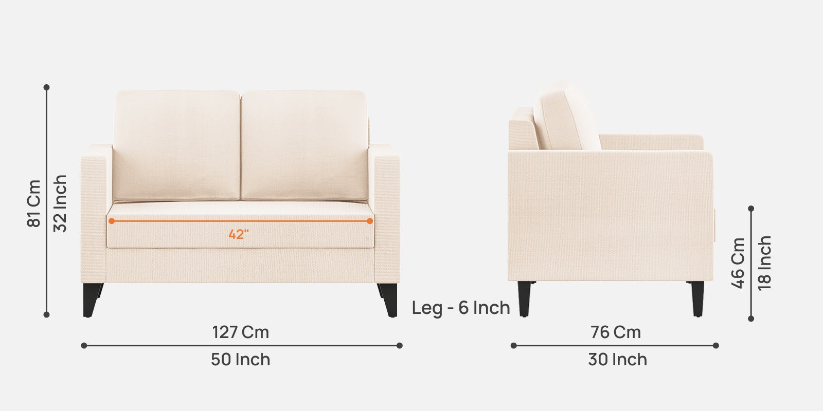 Nori Fabric 2 Seater Sofa In Woom Beige Colour - Febonic Living