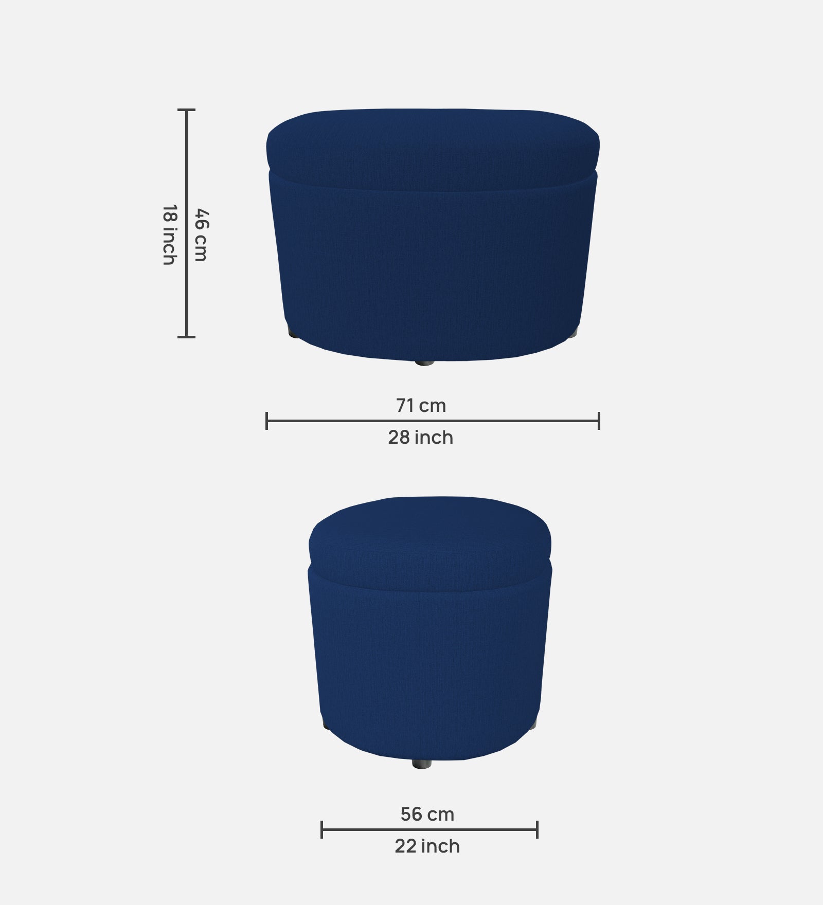 Ruggy Fabric Storage Ottoman in Royal Blue Colour - Febonic Living