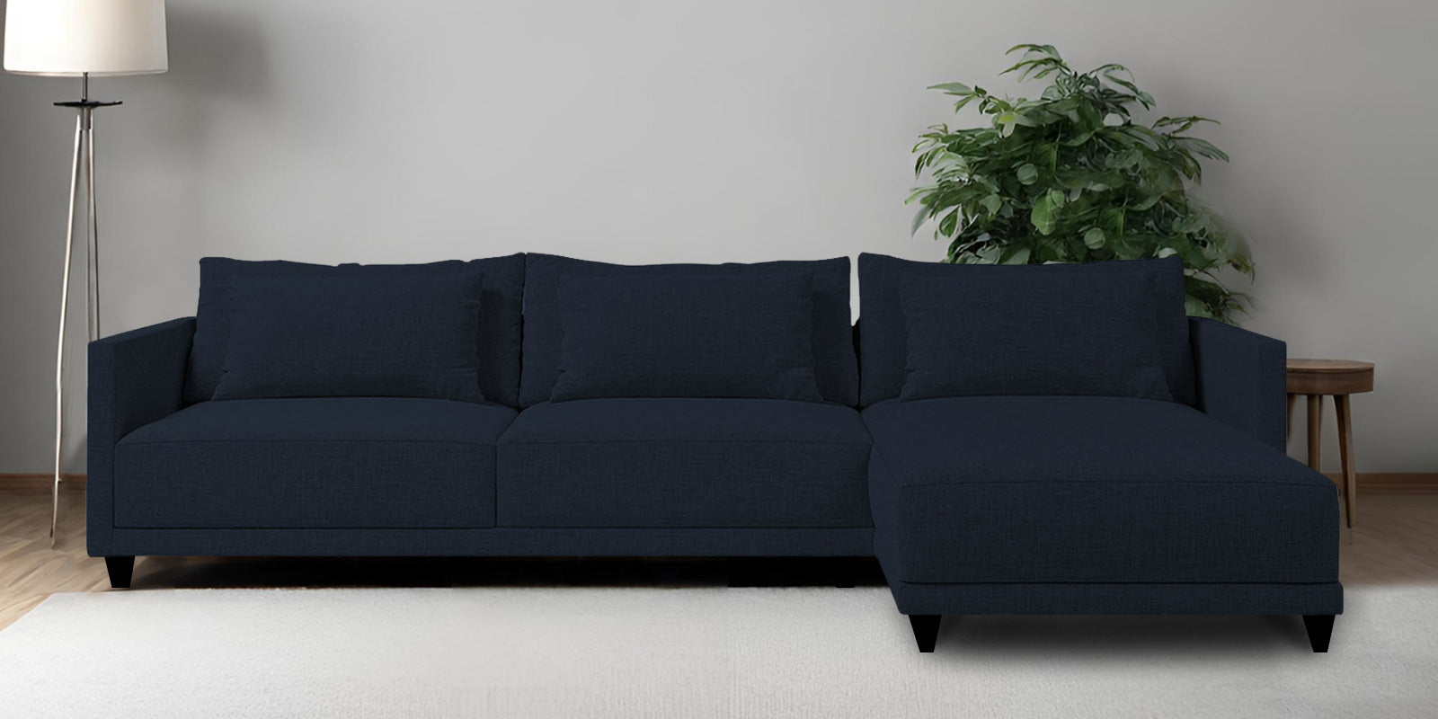 Kera Fabric LHS Sectional Sofa (3+Lounger) In Denim Blue Colour - Febonic Living