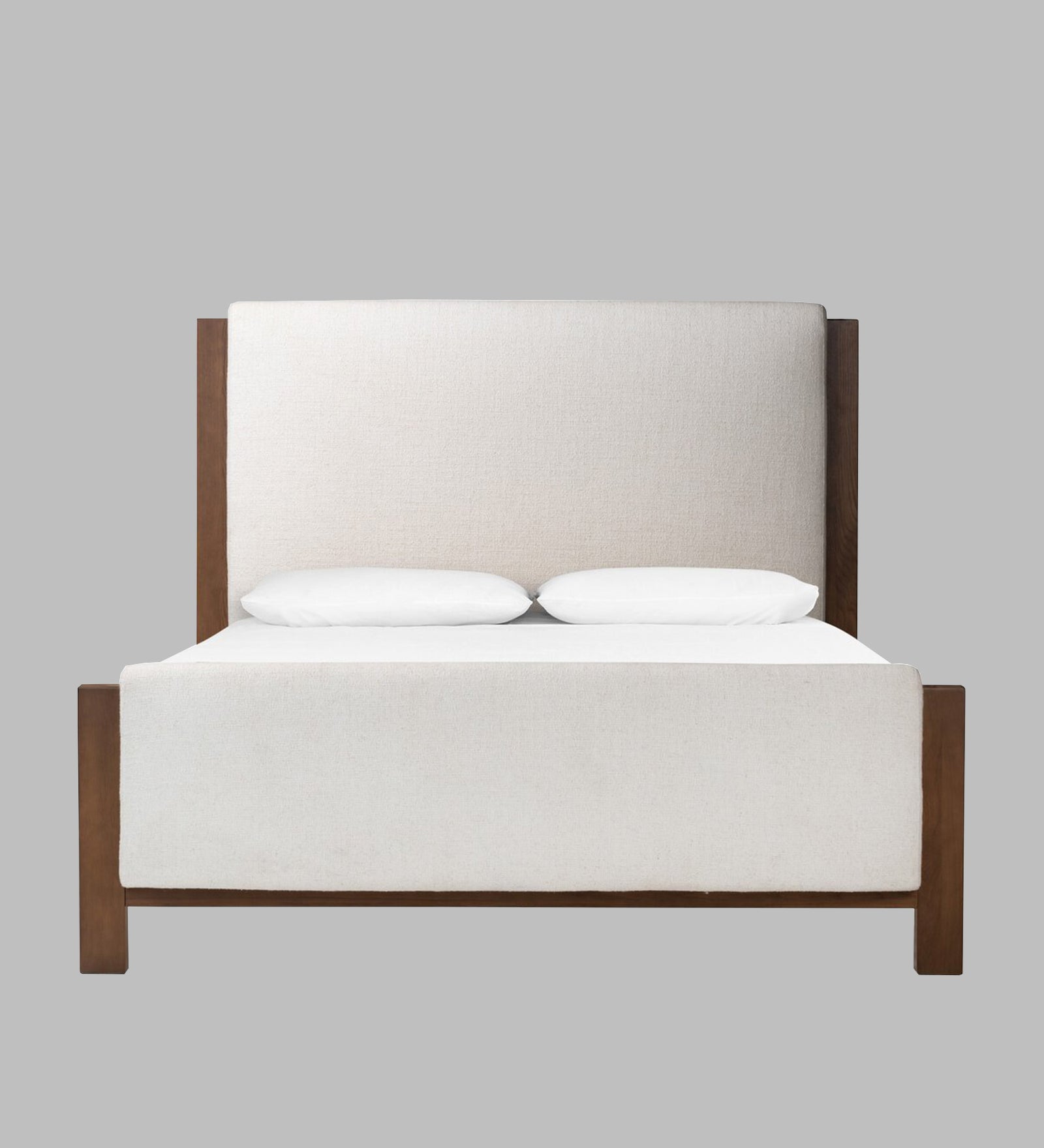 Zoro Boucle Fabric King Size Bed in Shell White Colour - Febonic Living
