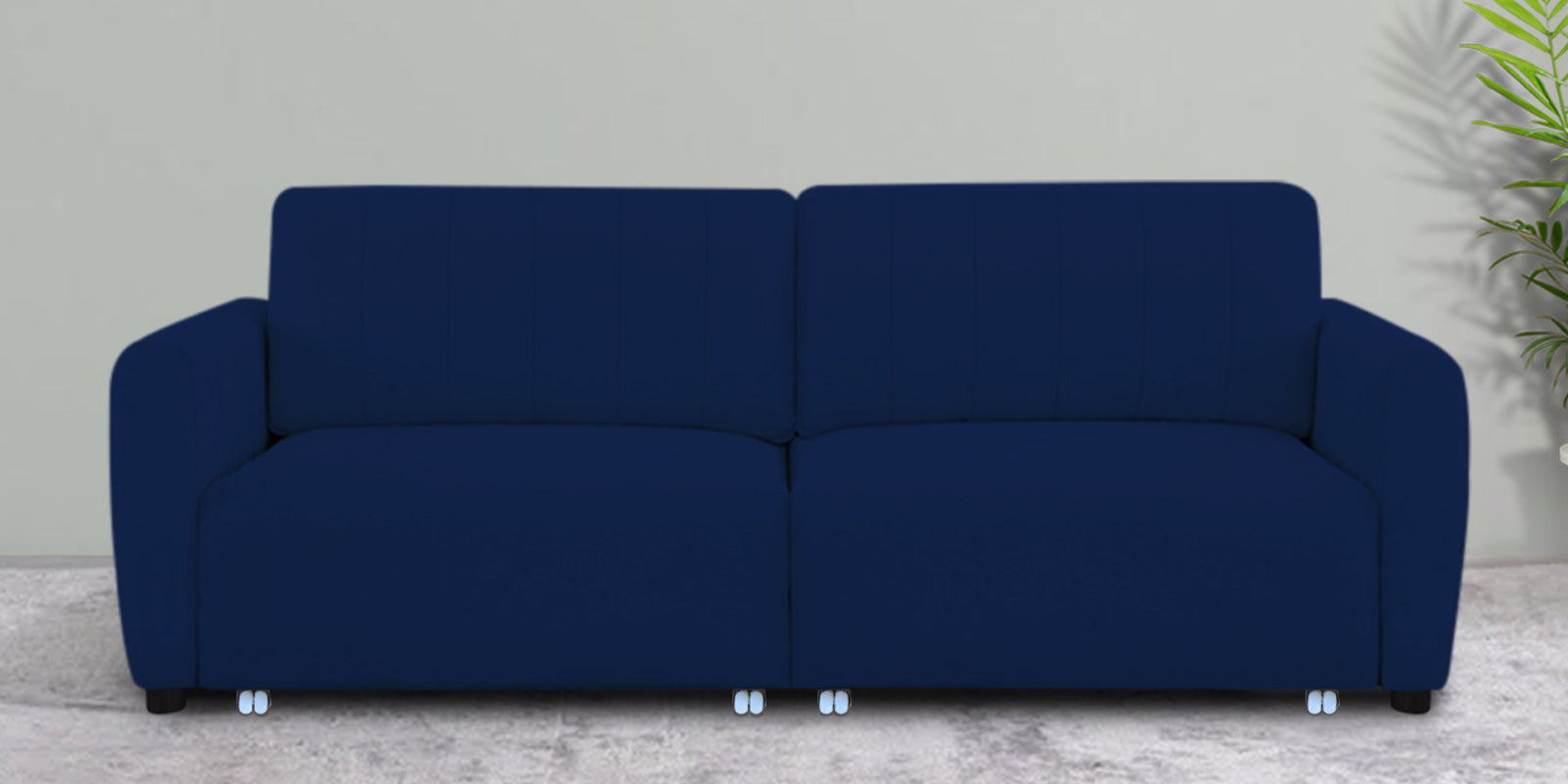 Vima Fabric 3 Seater Pull Out Sofa Cum Bed In Royal Blue Colour - Febonic Living