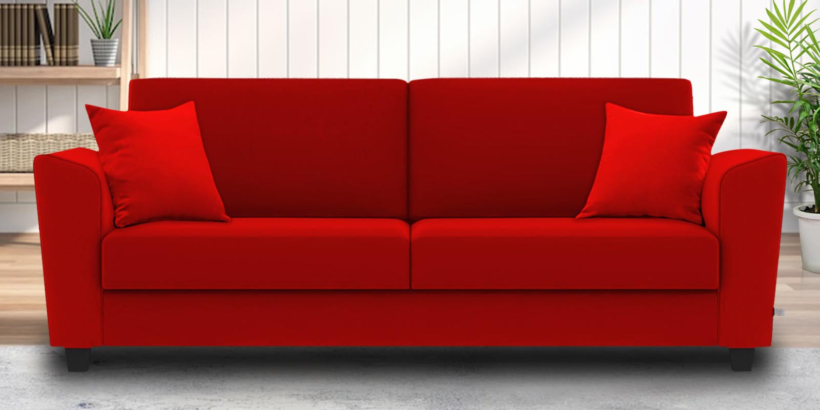 Daku Fabric 3 Seater Sofa In Ruby Red Colour - Febonic Living