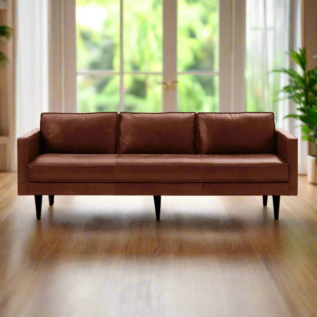 Cameroom Leatherette 3 Seater Sofa In Clay Brown Colour - Febonic Living