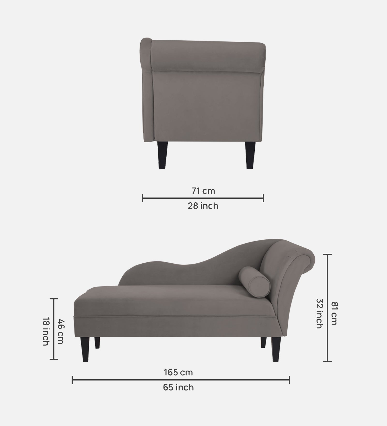Rana Velvet LHS Chaise Lounger In Pearl Grey Colour - Febonic Living