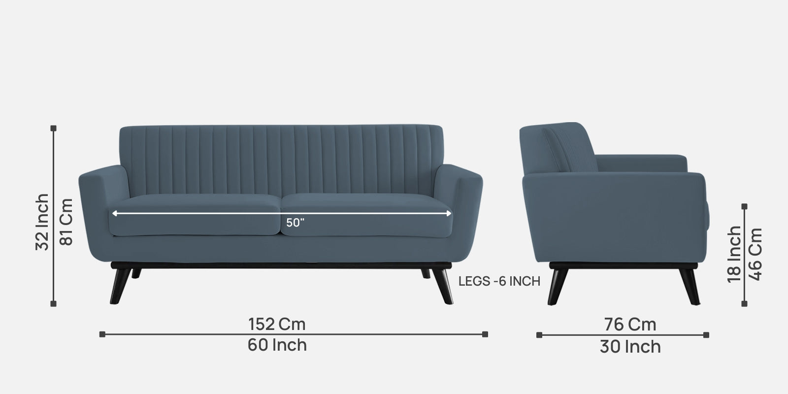 Tucker Velvet 2 Seater Sofa In Oxford Blue Colour - Febonic Living