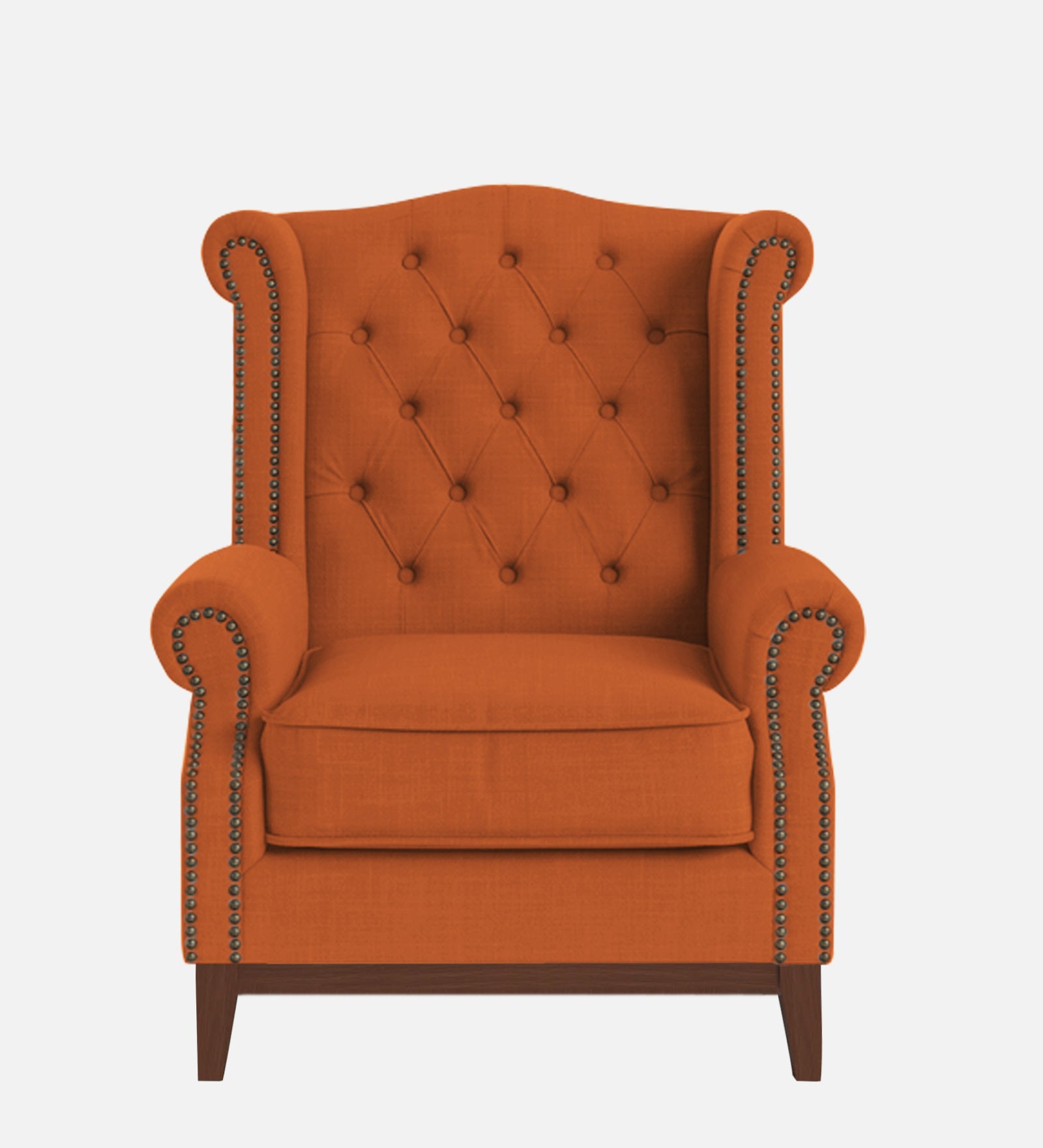 Nory Fabric Wing Chair In Vivid Orange Colour - Febonic Living