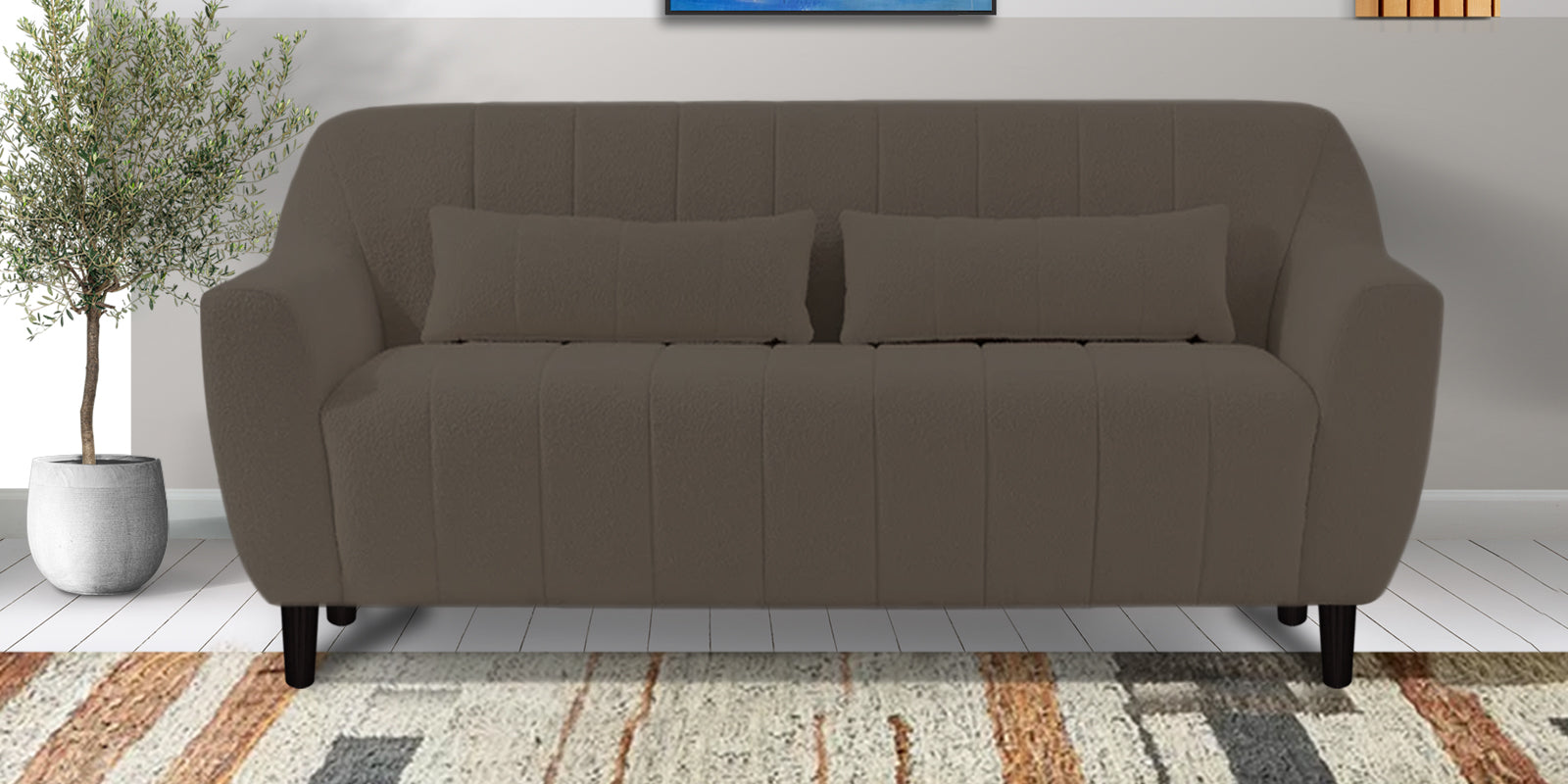 Nesco Boucle Fabric 2 Seater Sofa In Niya Beige Colour - Febonic Living