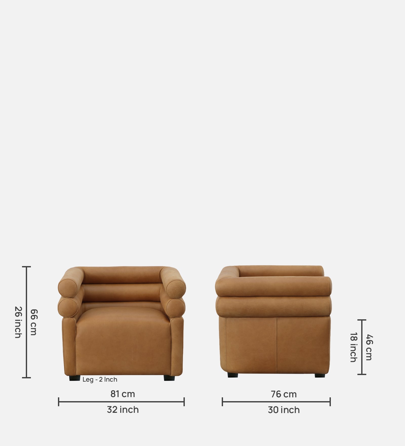 Arve Leatherette Arm Chair In Matte Brown Colour - Febonic Living