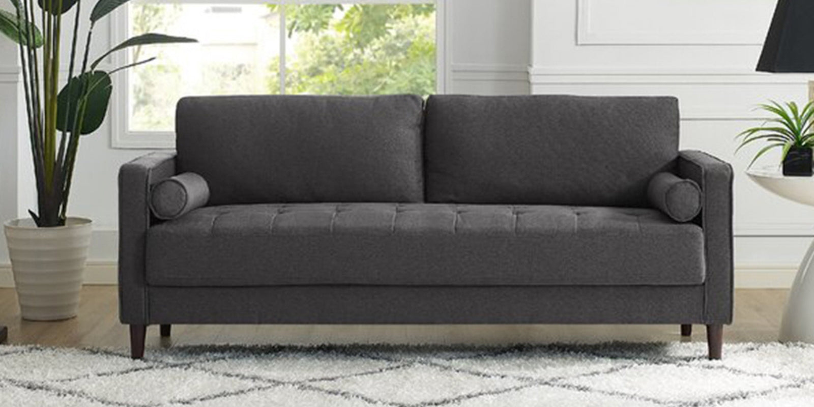 Darvin Fabric 3 Seater Sofa In Charcoal Grey Colour - Febonic Living