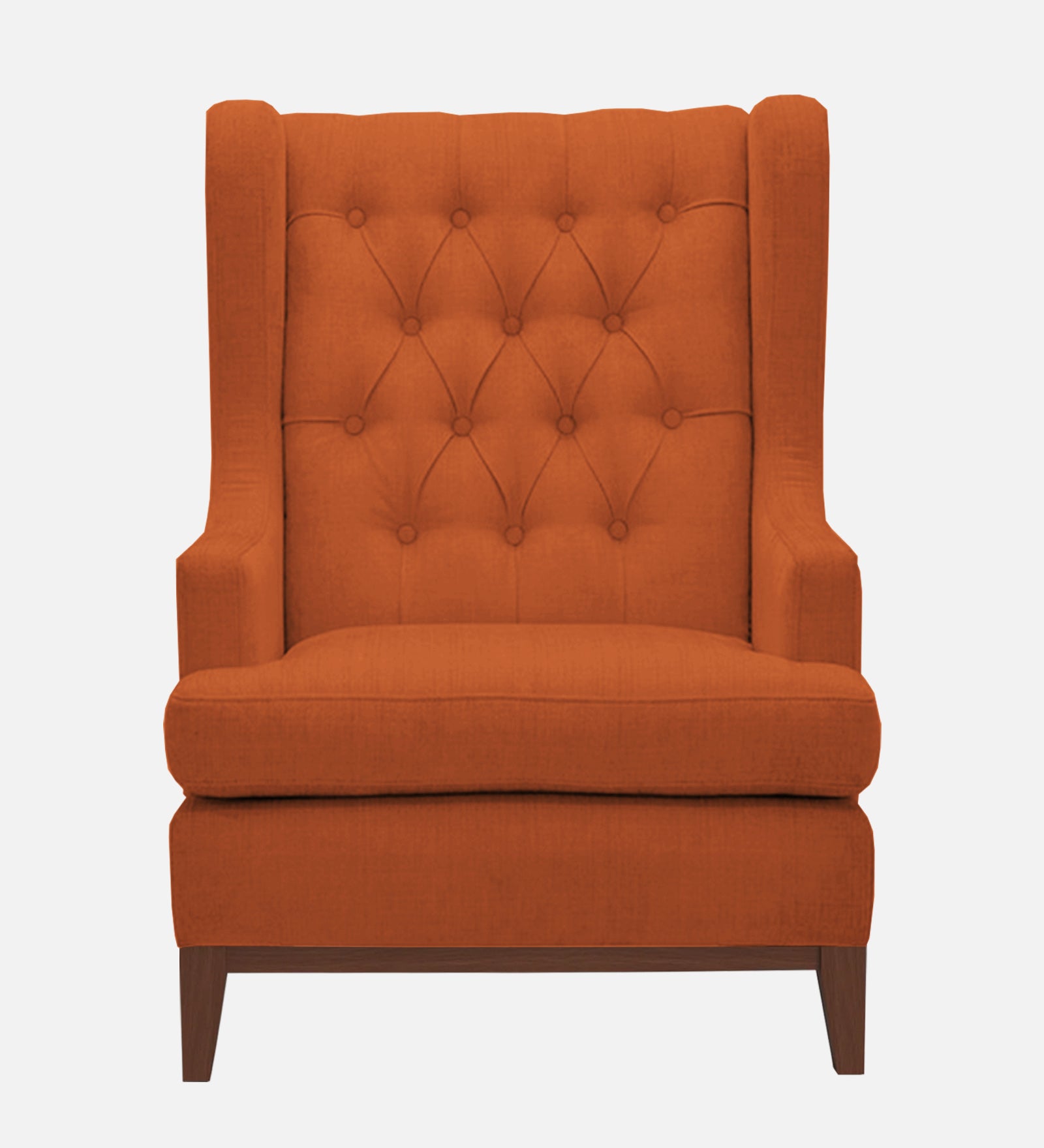 Panas Fabric Wing Chair In Vivid Orange Colour - Febonic Living