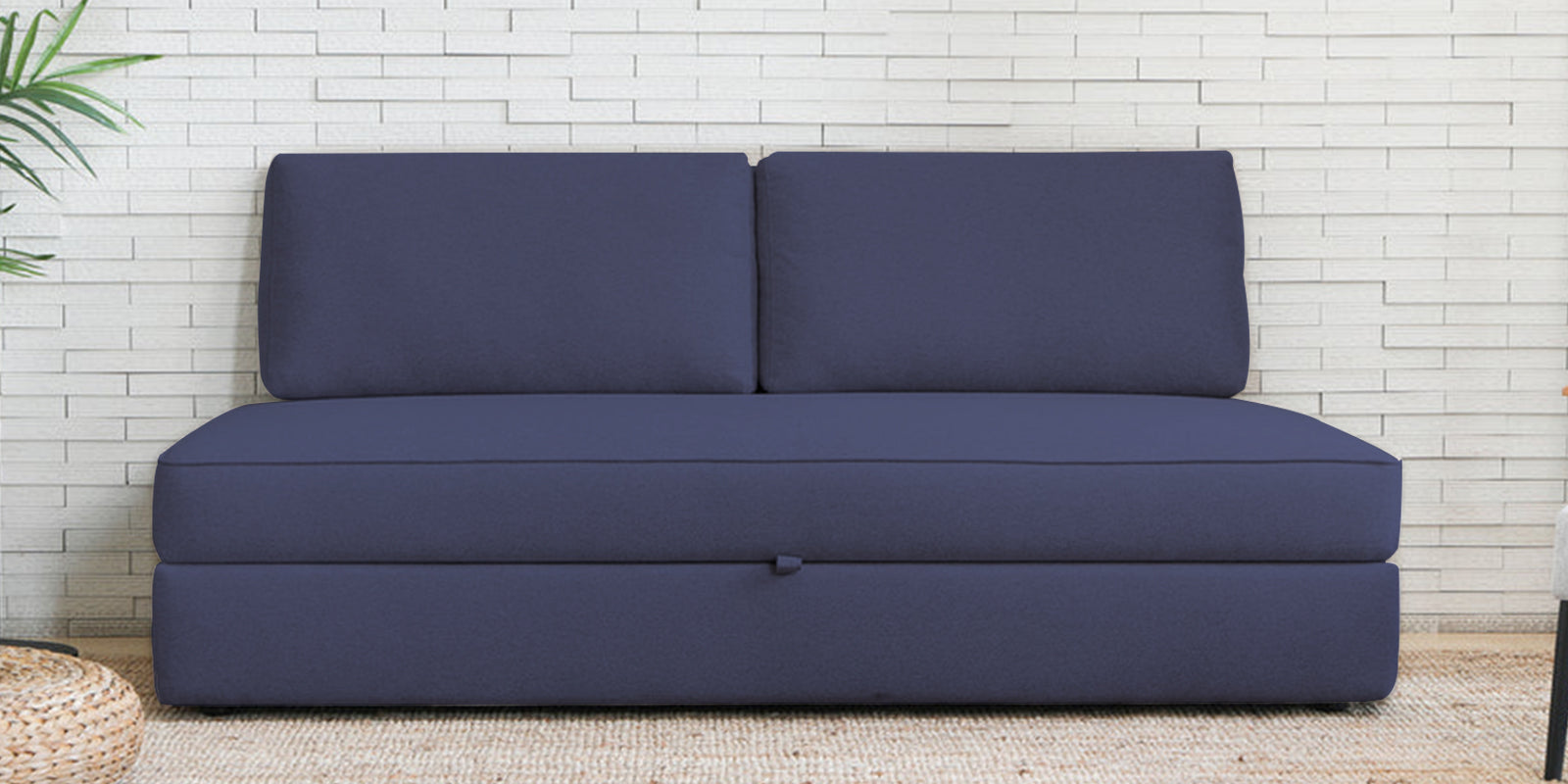 Vito Fabric Day Bed In Slate Blue Colour With Storage - Febonic Living