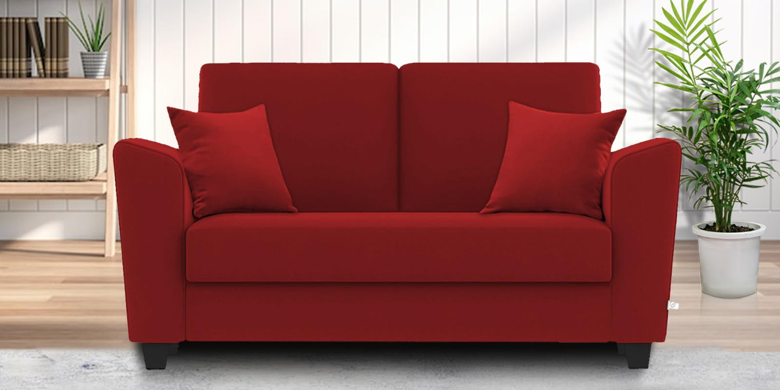 Daku Fabric 2 Seater Sofa In Blood Maroon Colour - Febonic Living