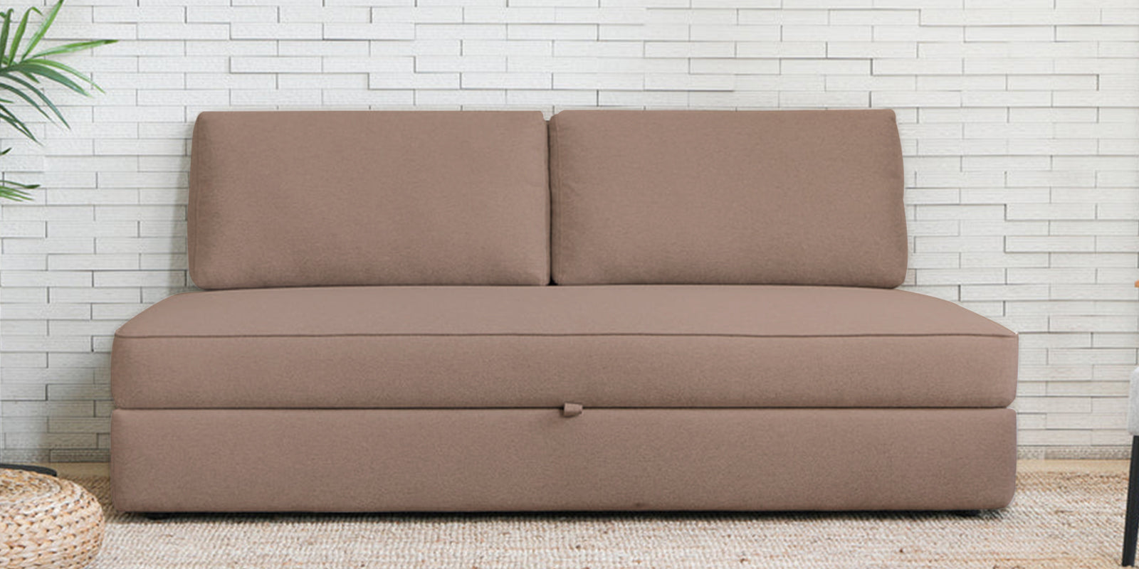 Vito Fabric Day Bed In Kadhi Beige Colour With Storage - Febonic Living
