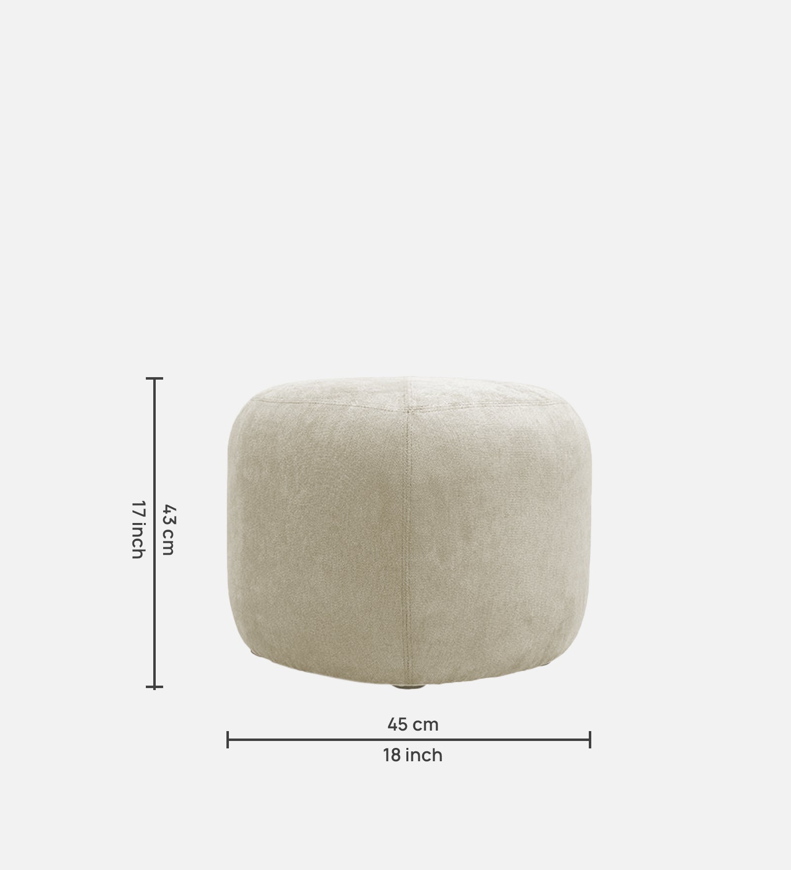 Keori Fabric Pouffe In Ivory Cream Colour - Febonic Living