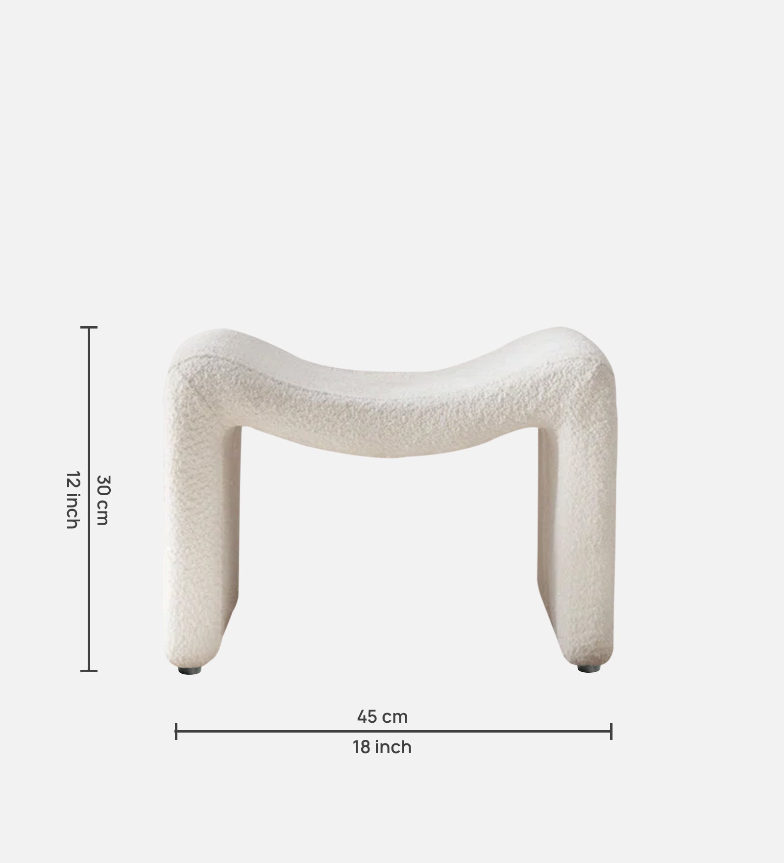 Olive Boucle Foot Stool In Bright White Colour - Febonic Living