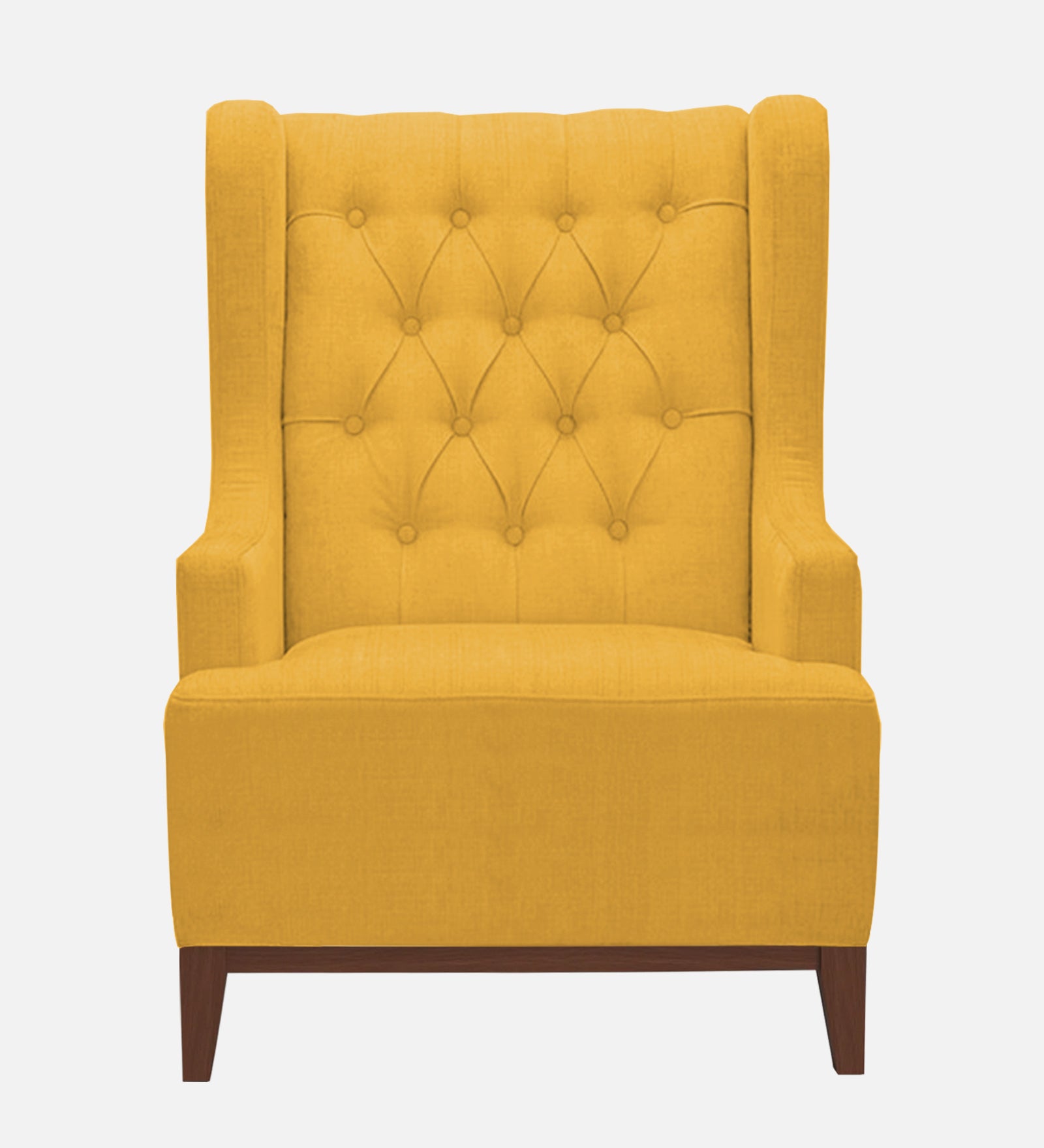 Kuchi Fabric Wing Chair In Bold Yellow Colour - Febonic Living
