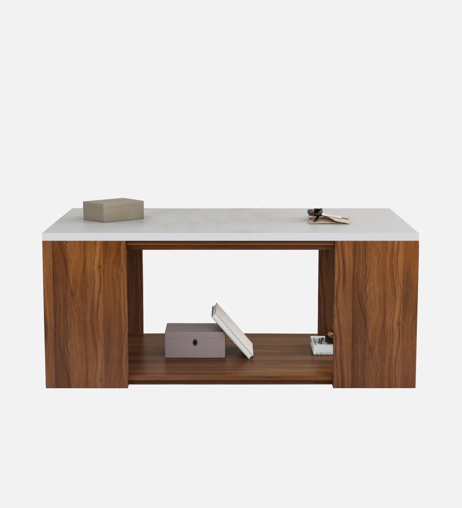 Misi Coffee Table In Oral Walnut & Frosty White Finish - Febonic Living