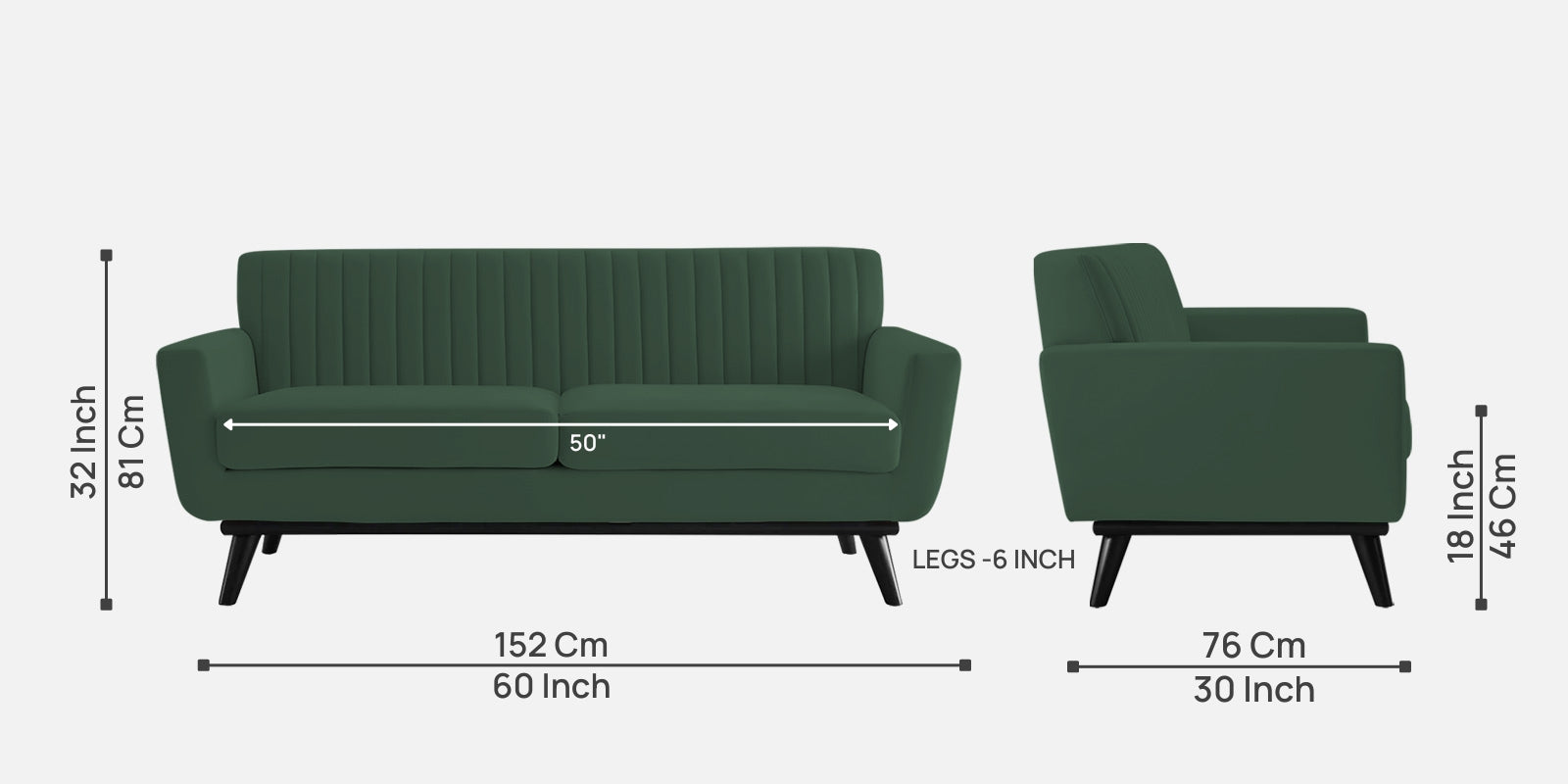 Tucker Velvet 2 Seater Sofa In Amazon Green Colour - Febonic Living