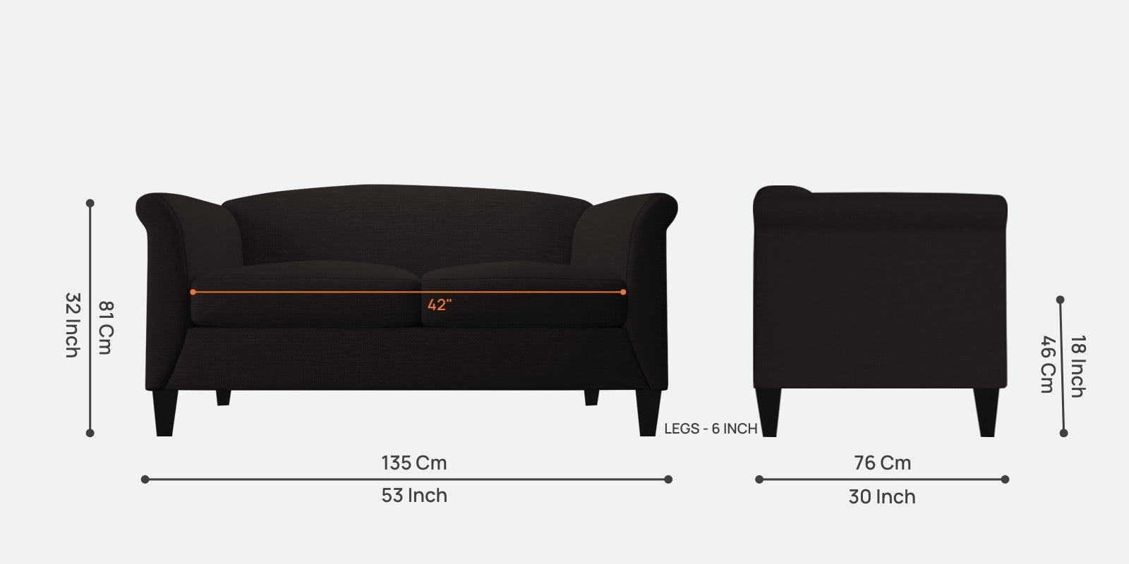 Kimber Fabric 2 Seater Sofa In Cara Brown Colour - Febonic Living