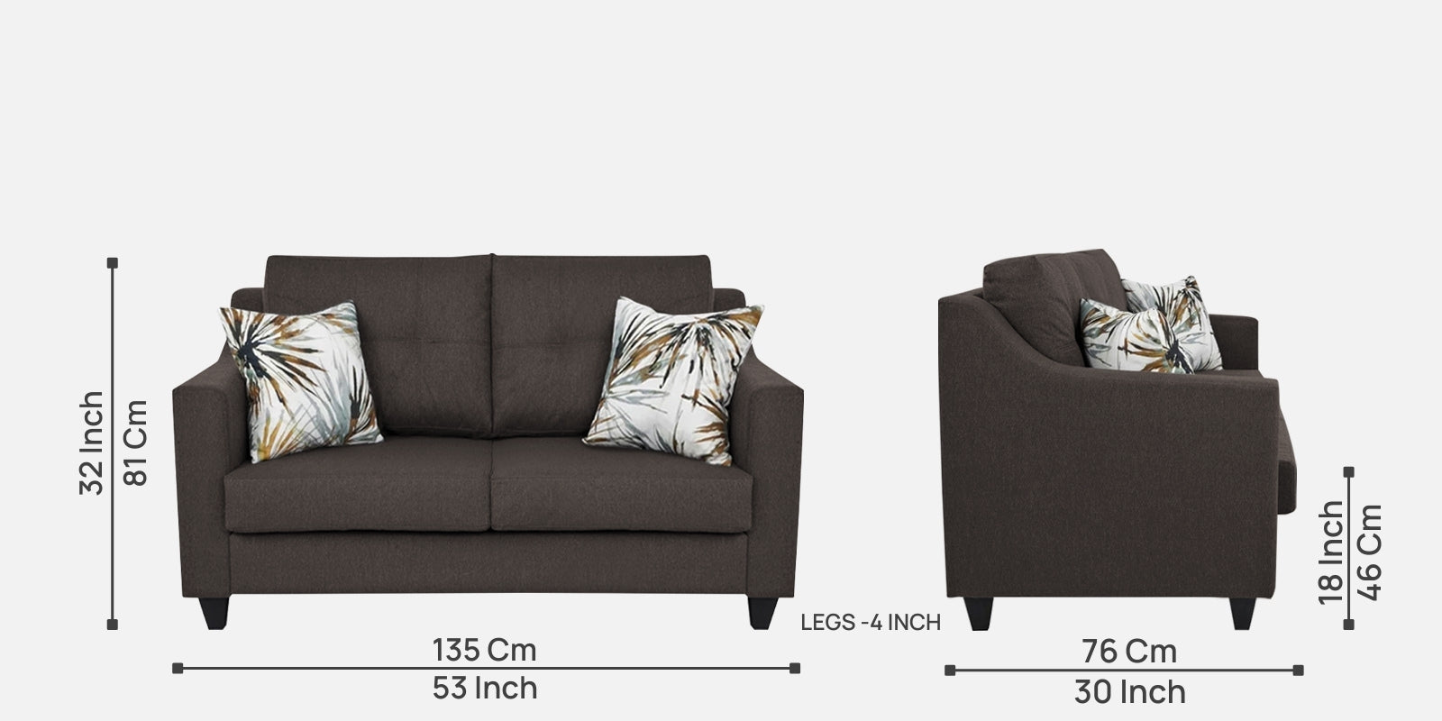 Welly Fabric 2 Seater Sofa In Caspa Brown Colour - Febonic Living