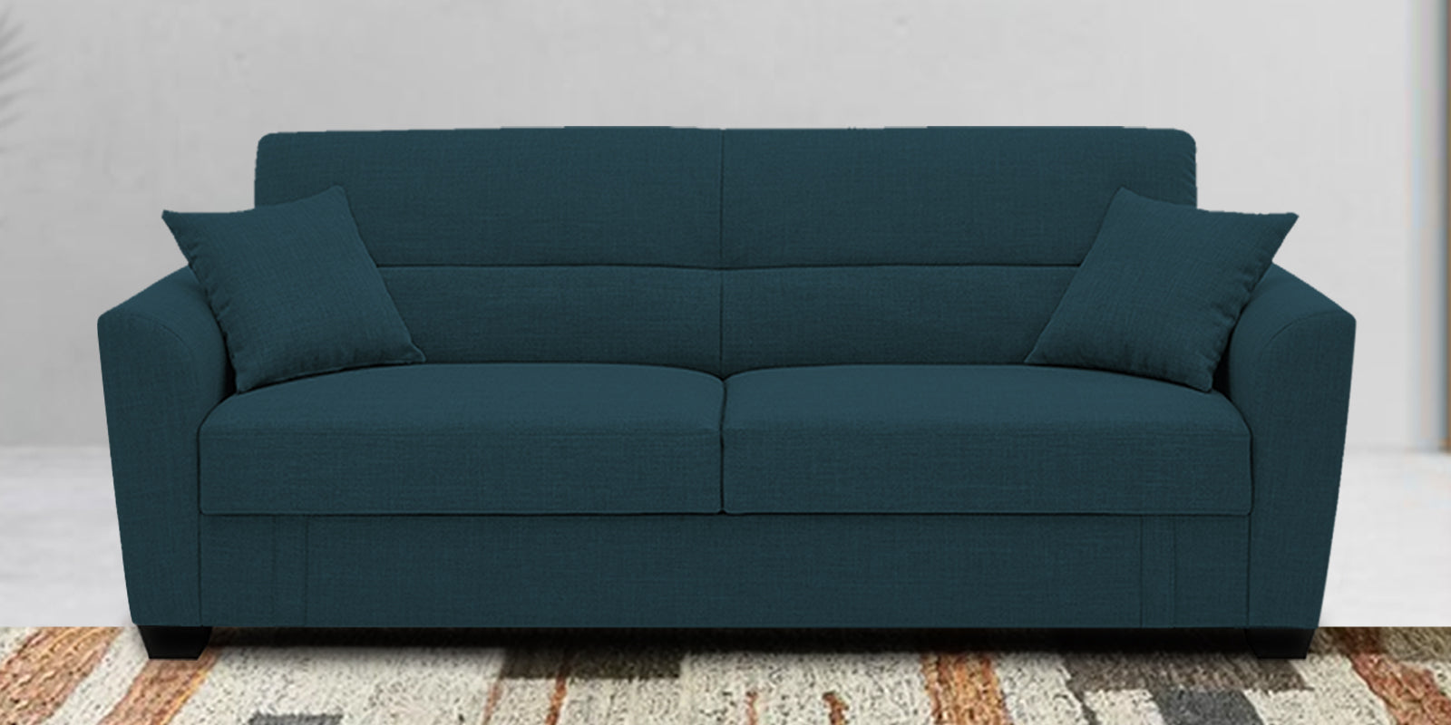 Bony Fabric 3 Seater Convertible Sofa Cum Bed In Harbour Blue Colour - Febonic Living