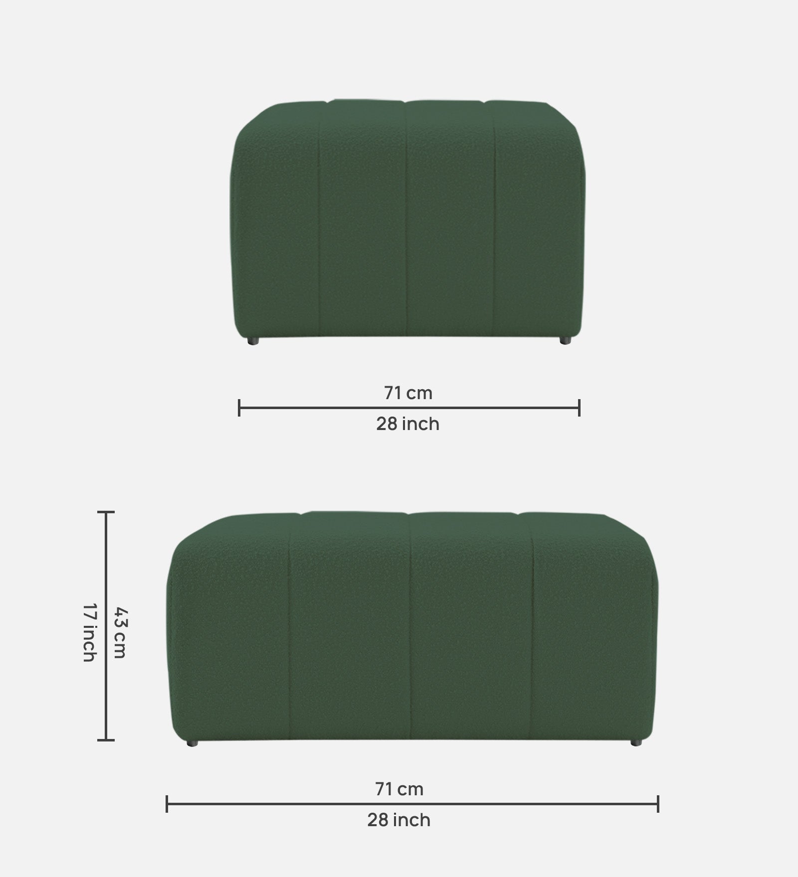 Lark Boucle Bench In Bottle Green Colour - Febonic Living