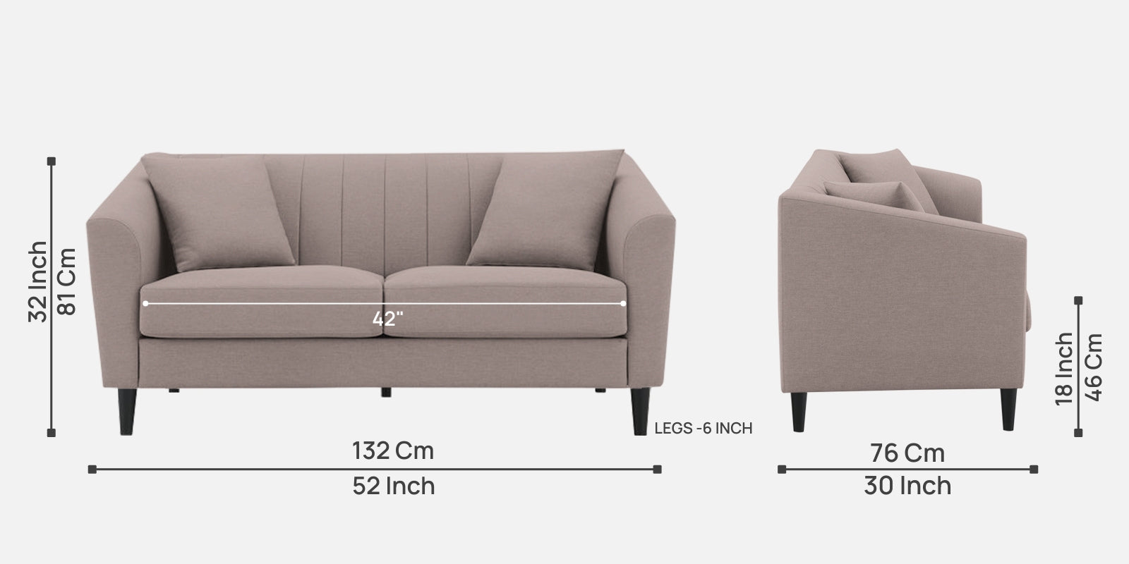 Polon Fabric 2 Seater Sofa In Almond Beige Colour - Febonic Living