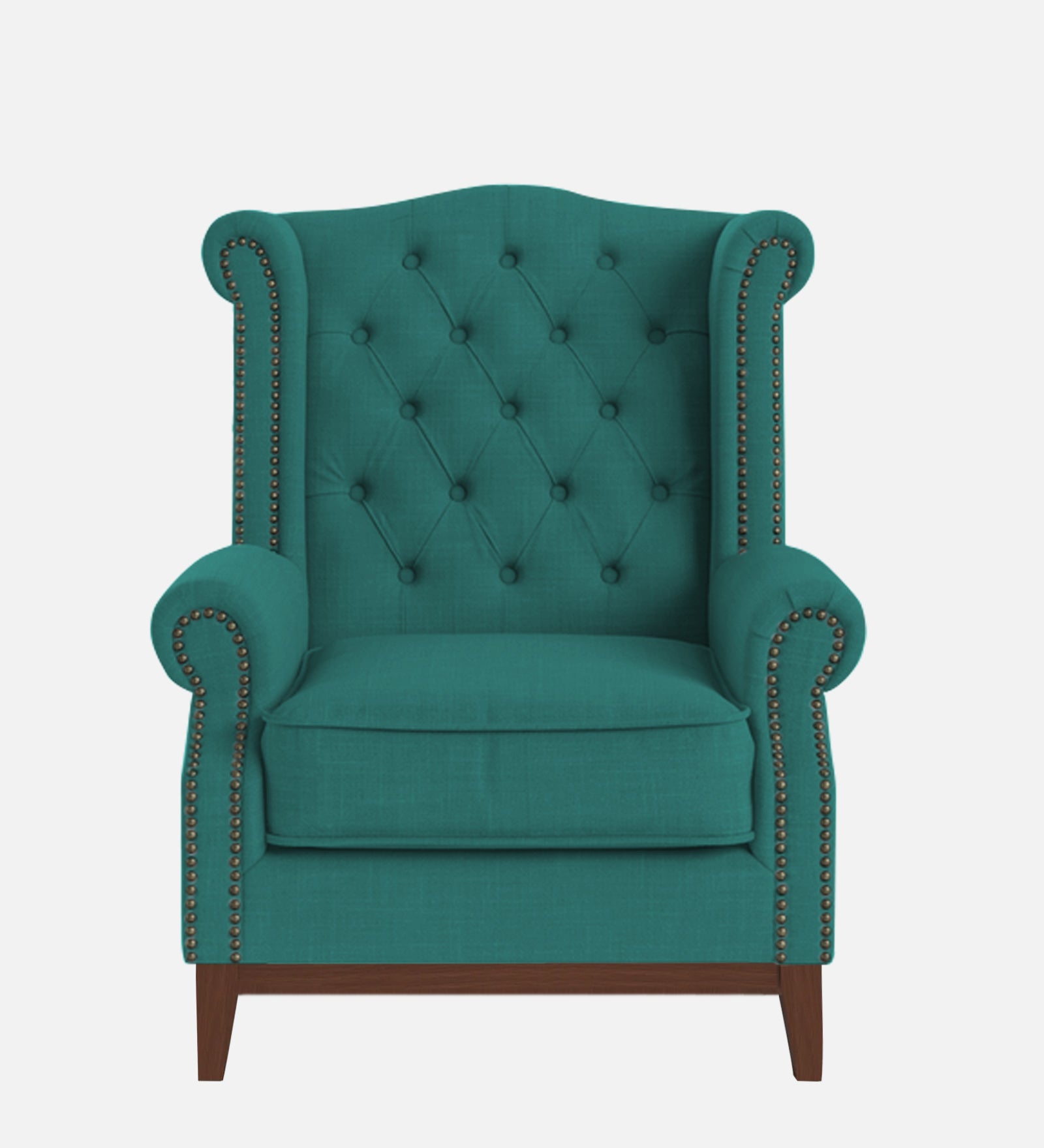 Nory Fabric Wing Chair In Sea Green Colour - Febonic Living