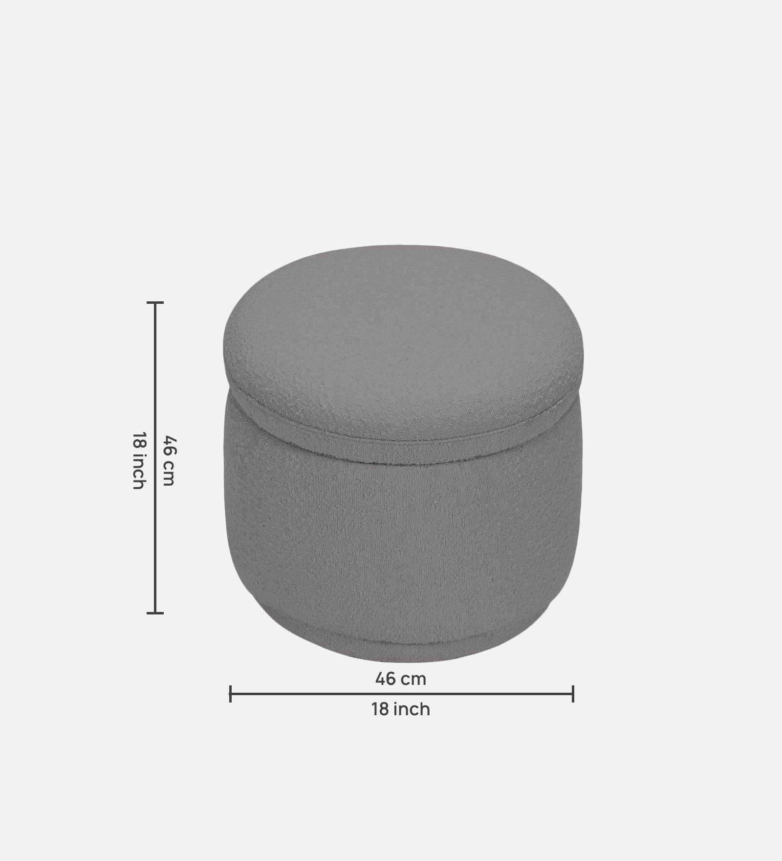 Noki Boucle Fabric Ottoman In Swedan Gary Colour With Storage - Febonic Living