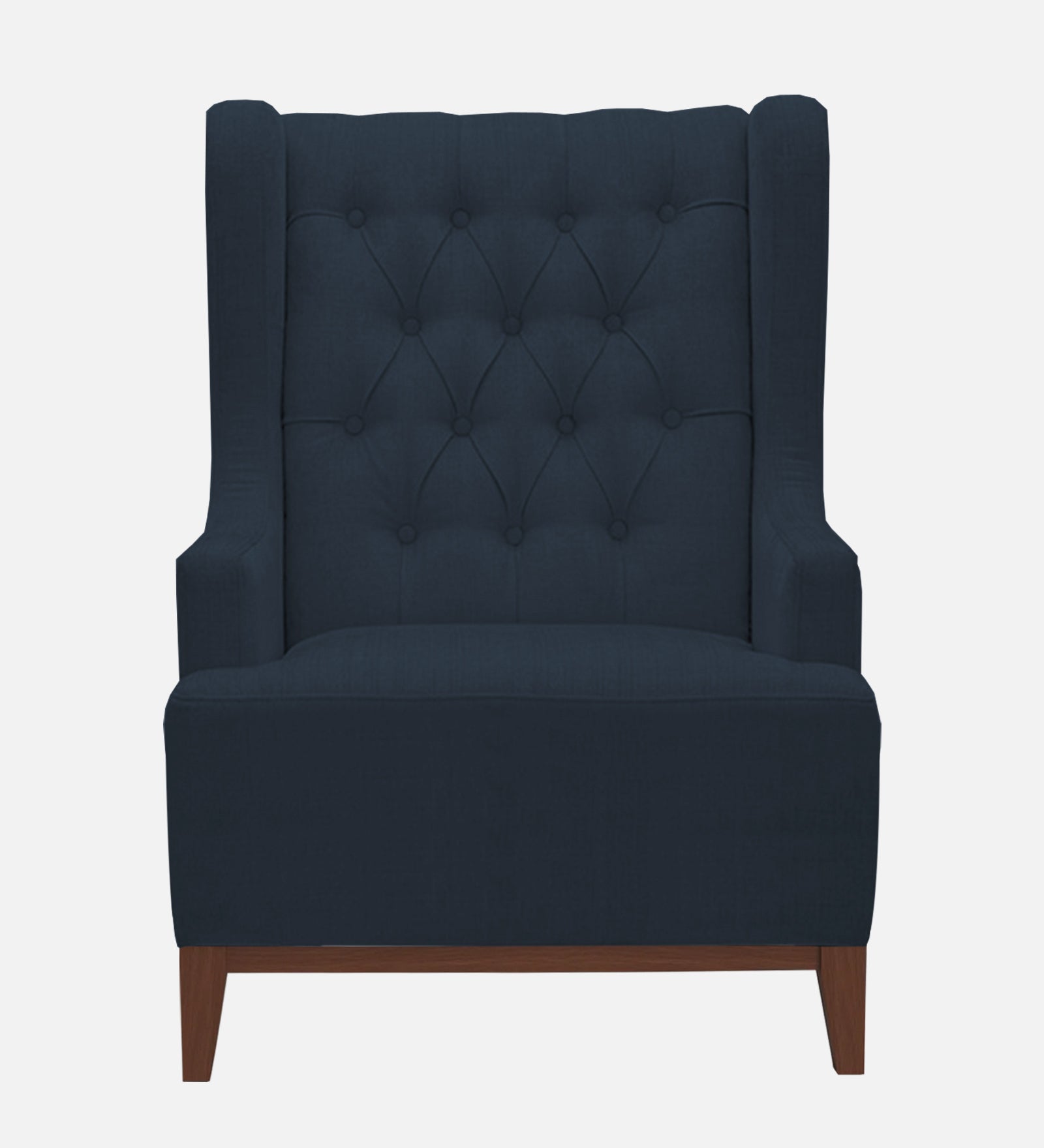 Kuchi Fabric Wing Chair In Denim Blue Colour - Febonic Living