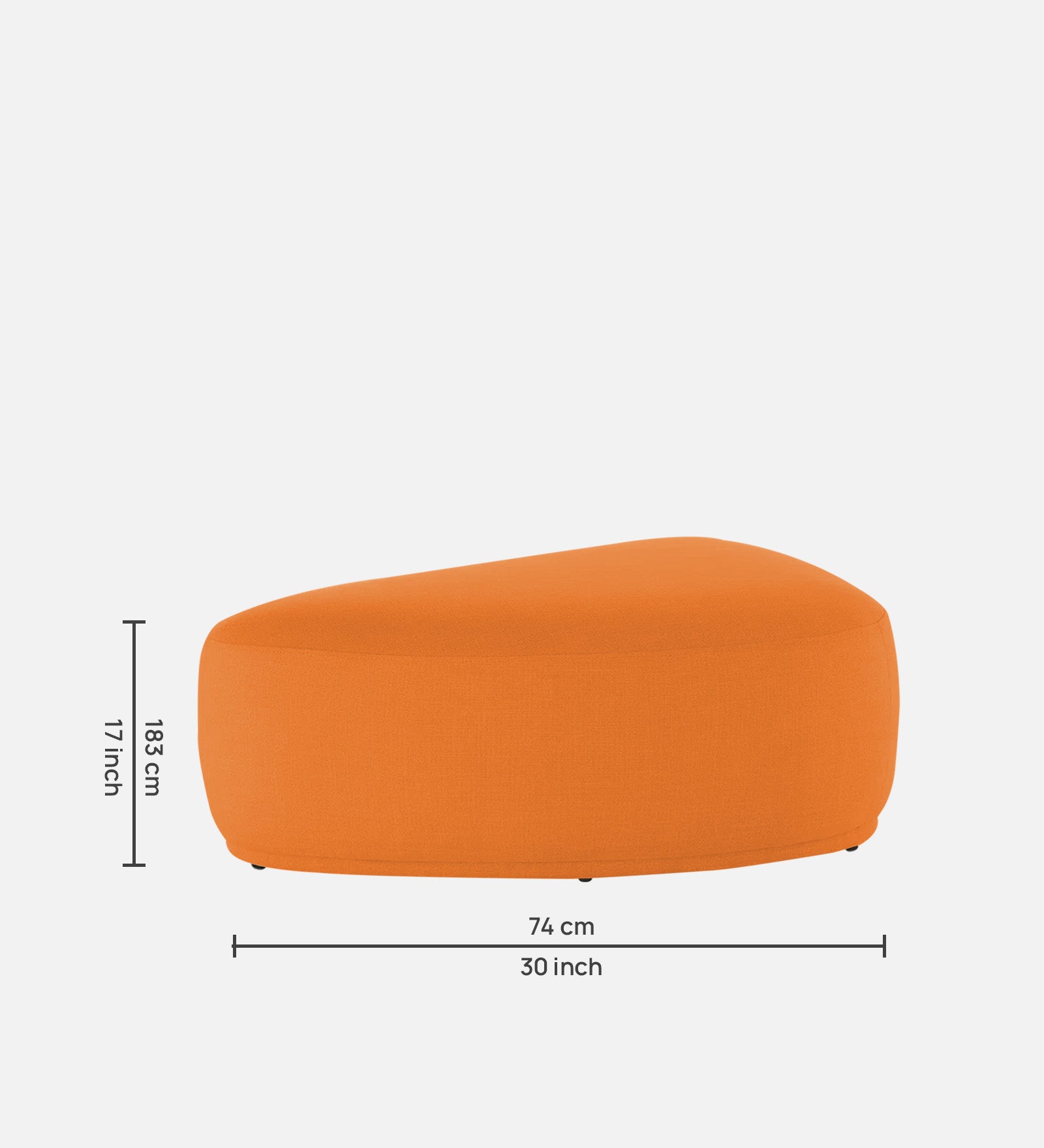 Nona Fabric Pouffe In Vivid Orange Colour - Febonic Living