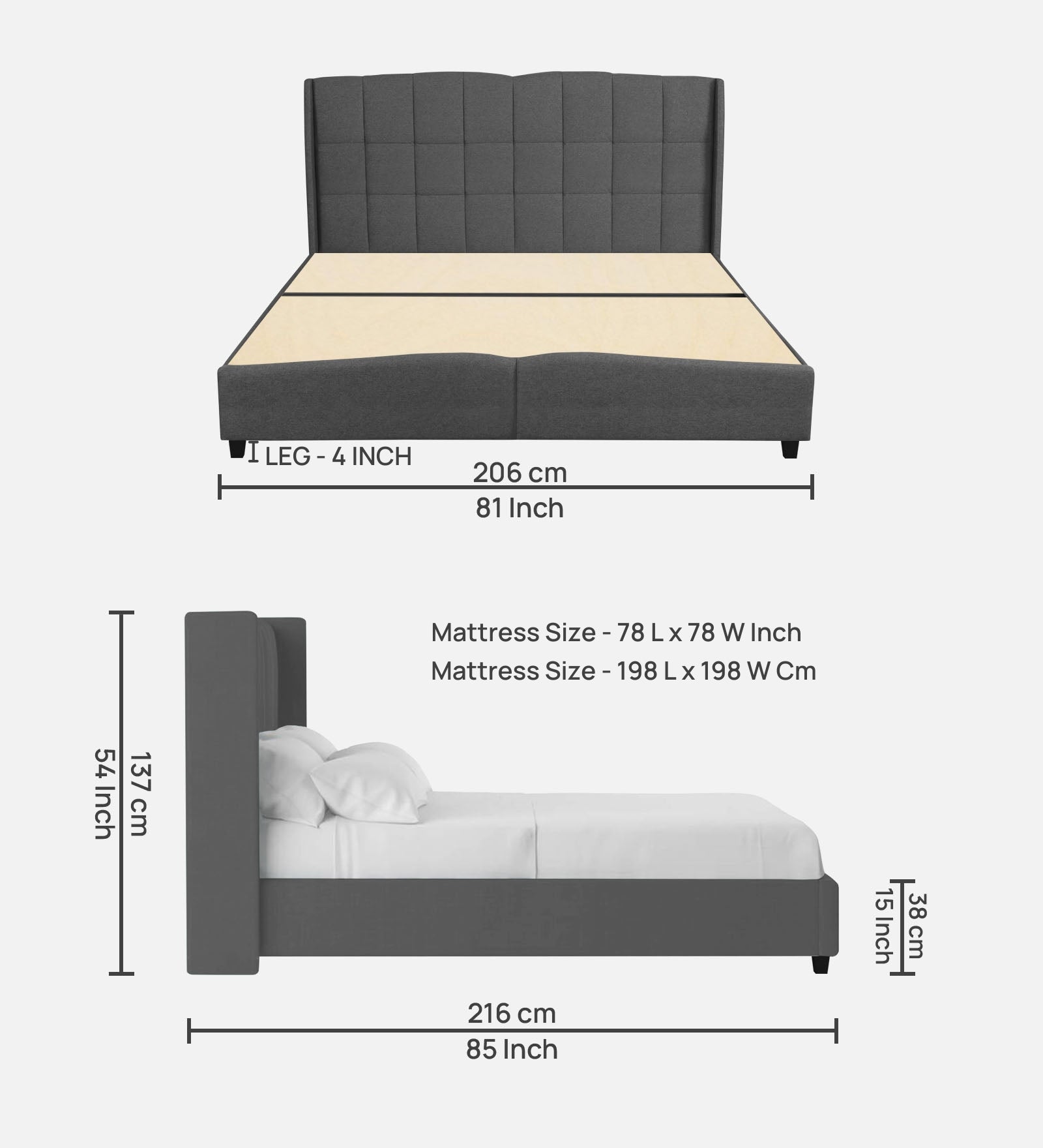 Jovi Velvet King Size Bed In Davy Grey In Colour - Febonic Living